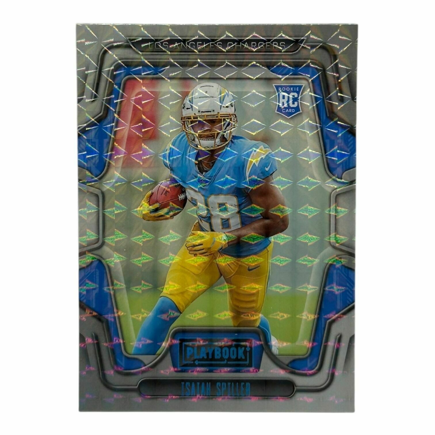 Isaiah Spiller 2022 Panini Playbook Football Mosaic Prizm Rookie Trading Card