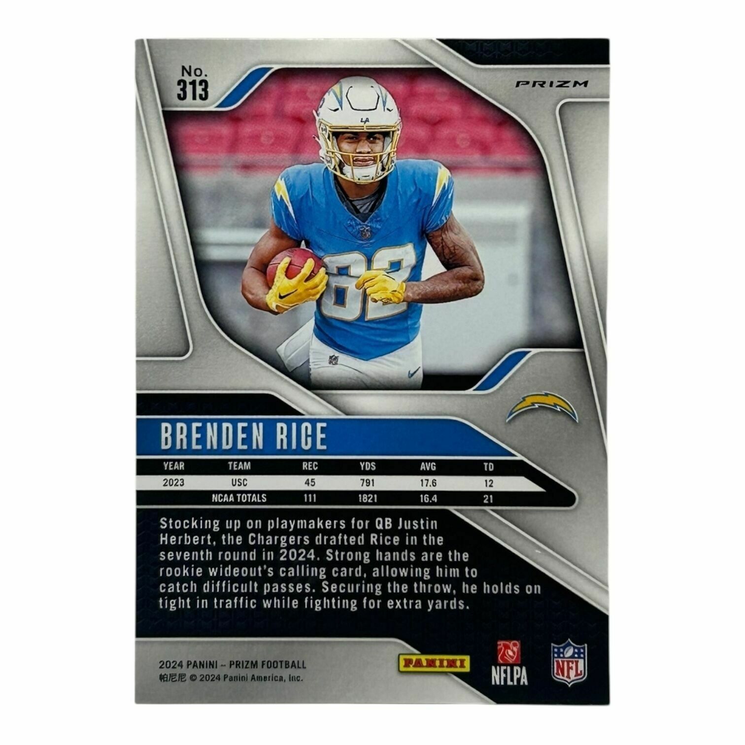 Brenden Rice 2024 Panini Prizm Football Red, White & Blue Prizm Rookie Trading Card