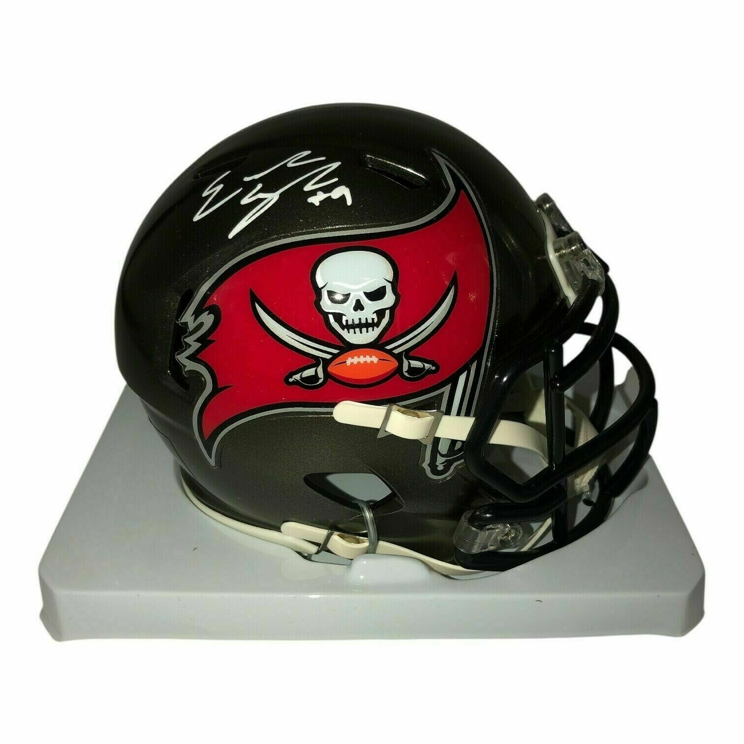 Emeka Egbuka Autographed Tampa Bay Buccaneers Riddell Speed Mini Helmet - Fanatics Cert