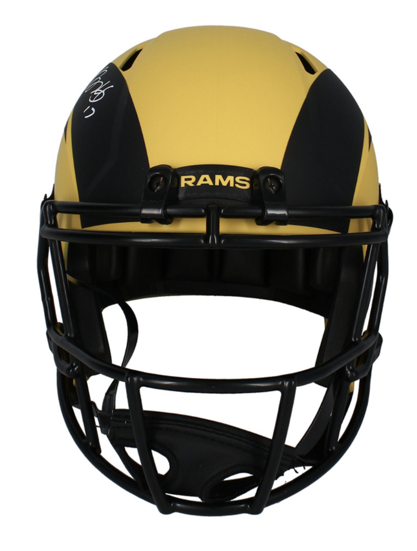 Davante Adams Autographed Los Angeles Rams RAVE Full Size Speed Helmet Fanatics