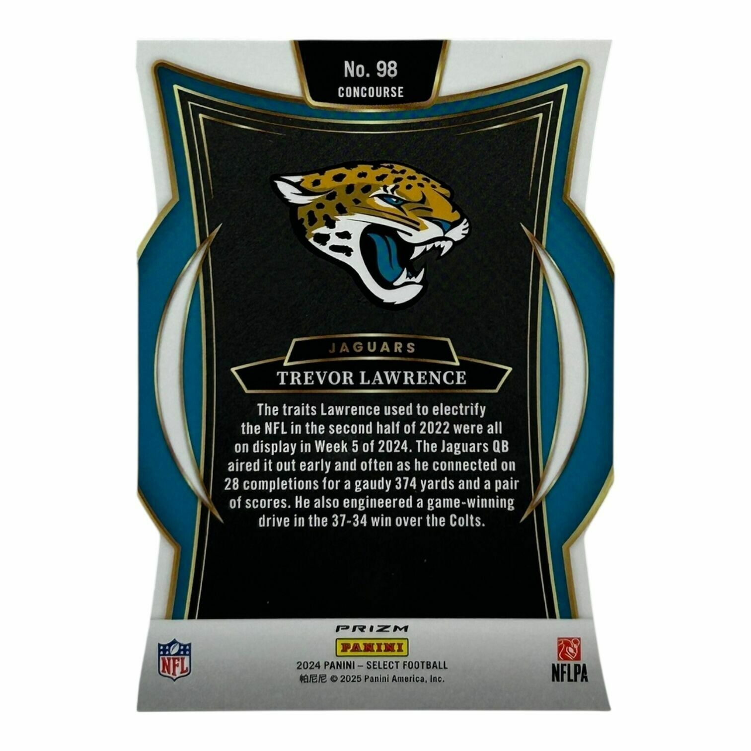 Trevor Lawrence 2024 Panini Select Football Concourse Level Die-Cut Silver Prizm Trading Card