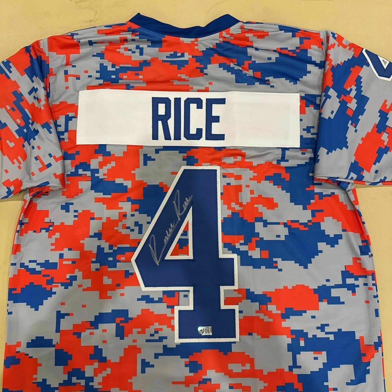 Rashee Rice Signed USA Camo Blue Custom Jersey