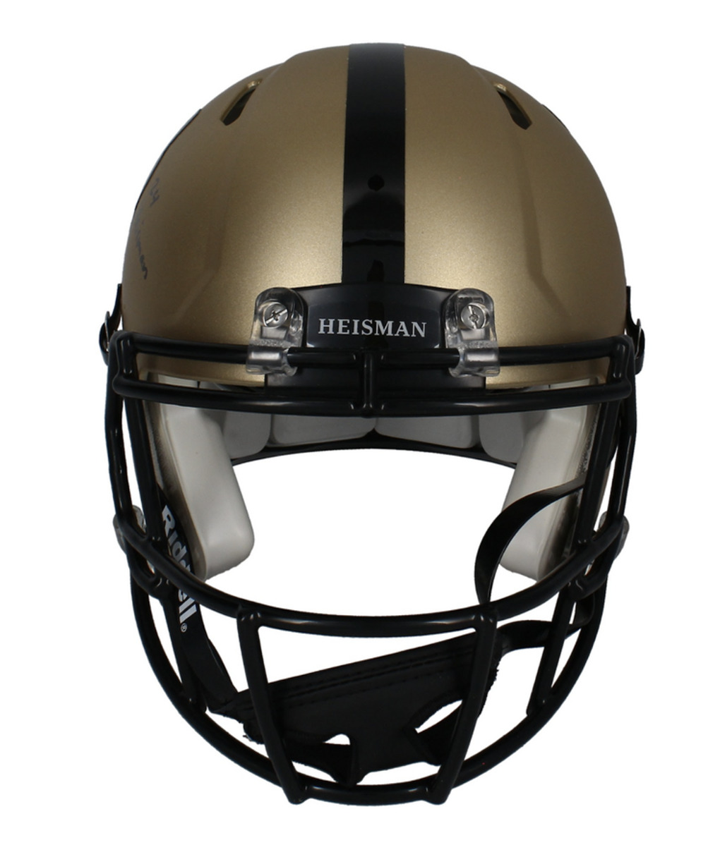 Travis Hunter Autographed "24 Heisman" Gold Logo Authentic Speed Helmet Fanatics