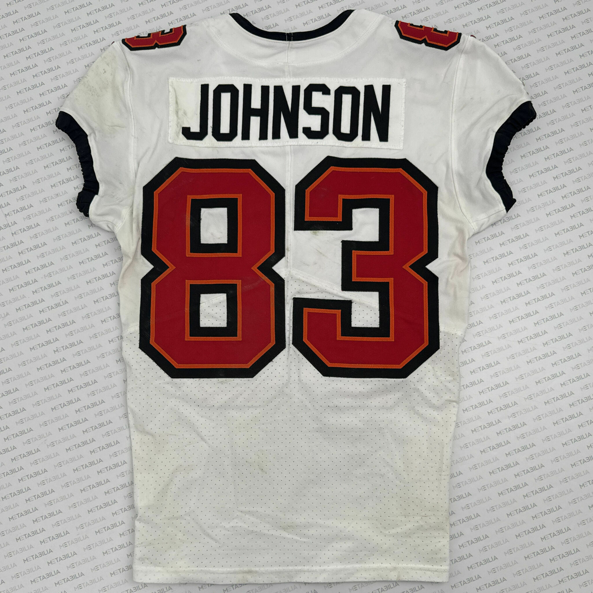 #83 Johnson Rookie Season PS3 Game-Worn Jersey vs Bills