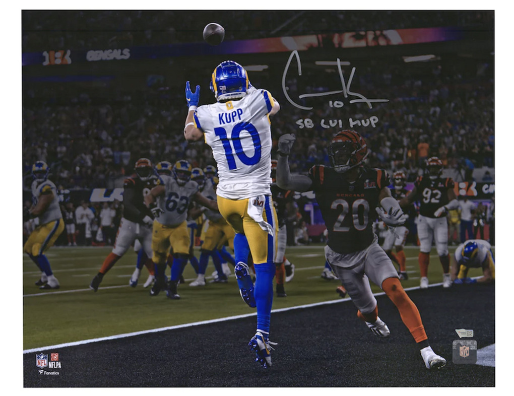 Cooper Kupp Autographed/Inscribed "SB LVI MVP" Los Angeles Rams "SB LVI Game Winning TD Catch" 16" x 20" Photograph Fanatics