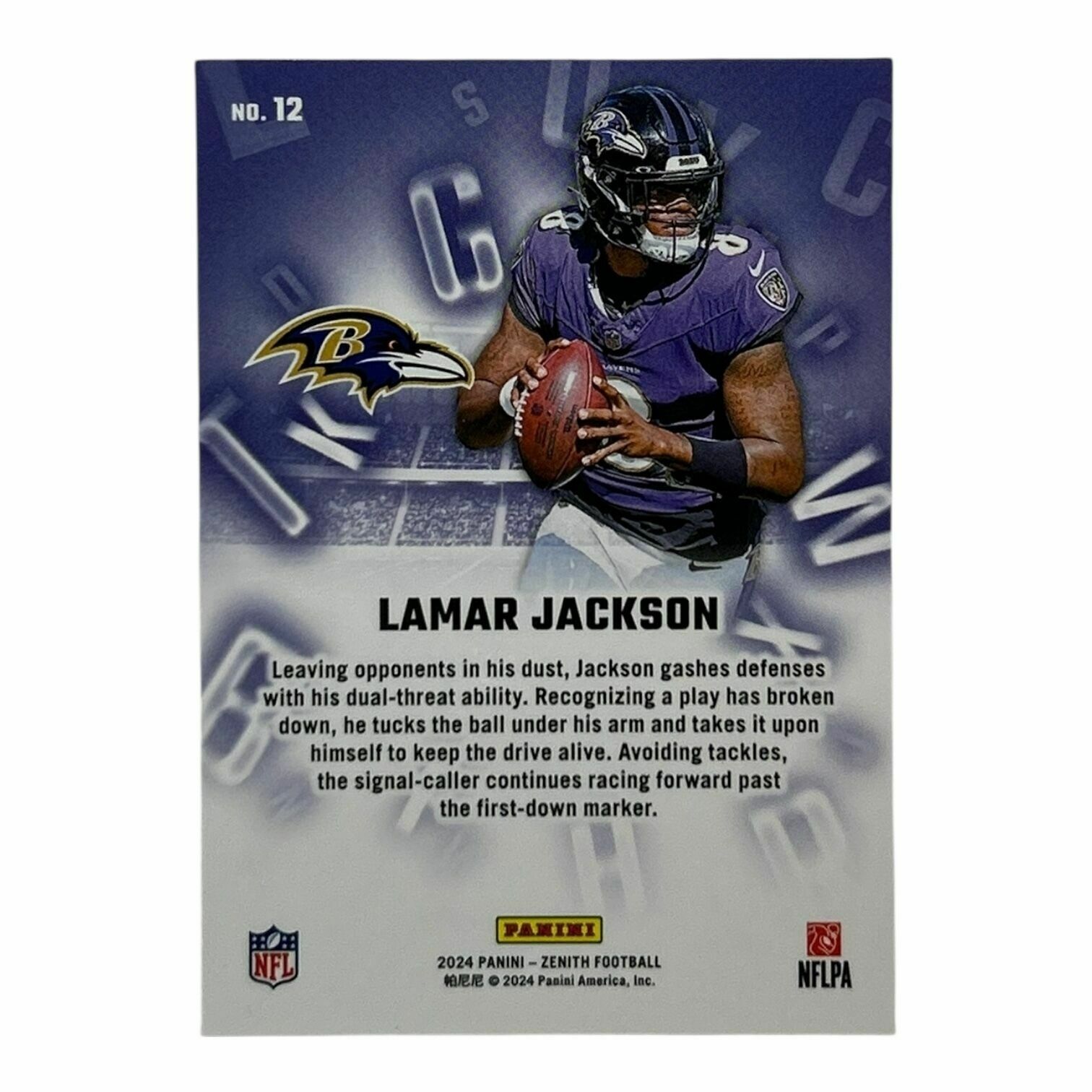 Lamar Jackson 2024 Panini Zenith Football A To Z Trading Card