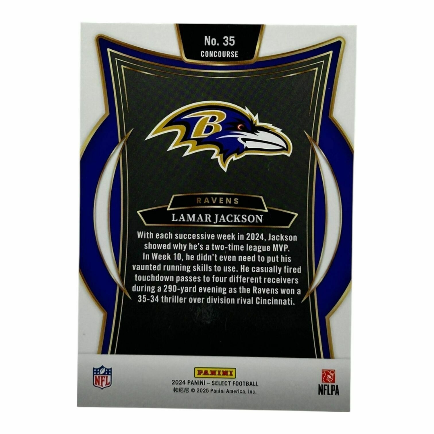 Lamar Jackson 2024 Panini Select Football Concourse Level Trading Card