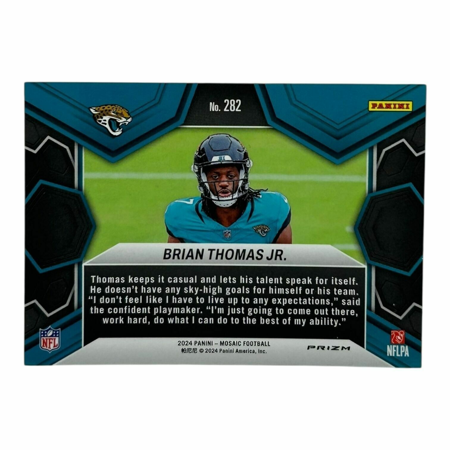 Brian Thomas Jr. 2024 Panini Mosaic Football NFL Debut Silver Mosaic Prizm Rookie Trading Card