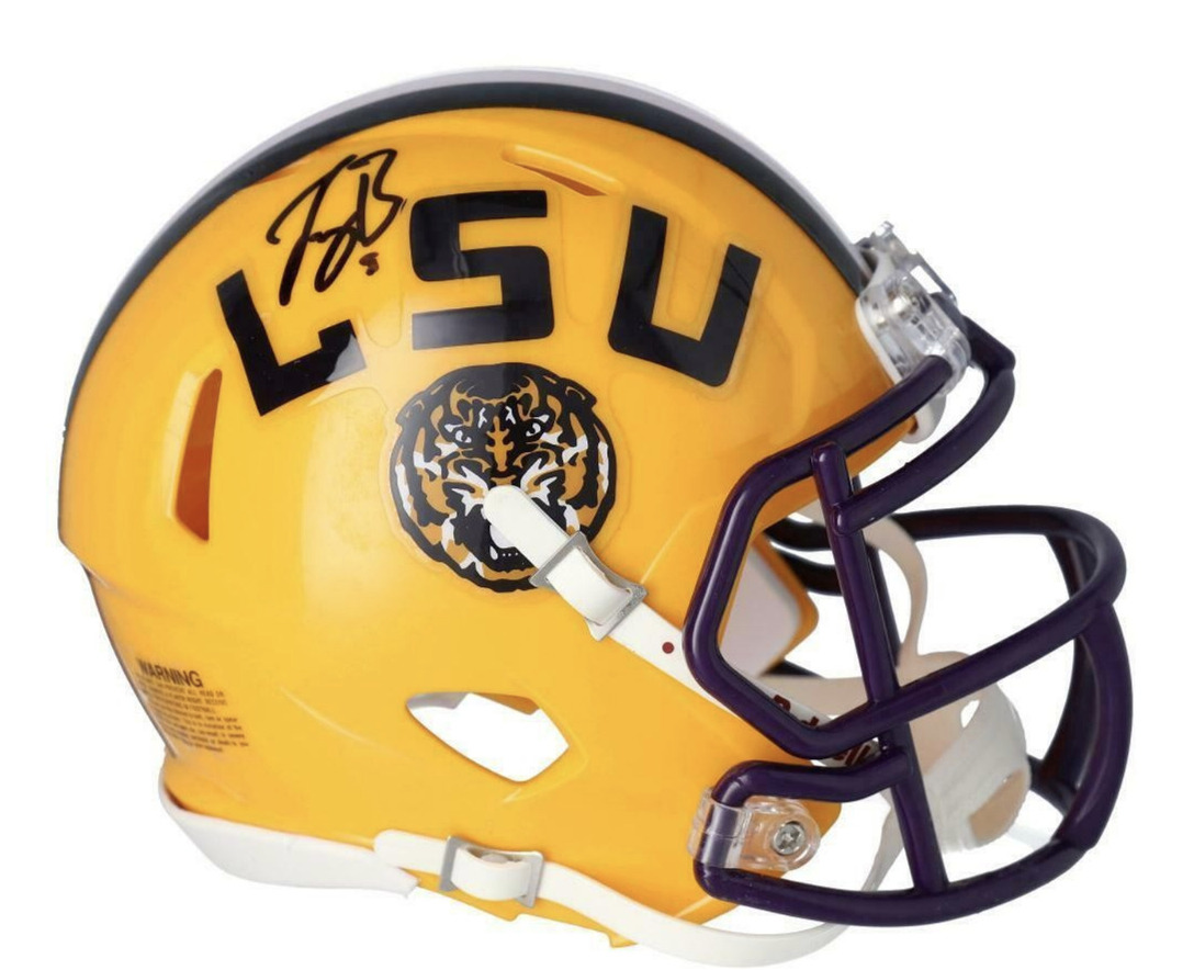 Joe Burrow Autographed LSU Tigers Yellow Mini Speed Helmet Fanatics