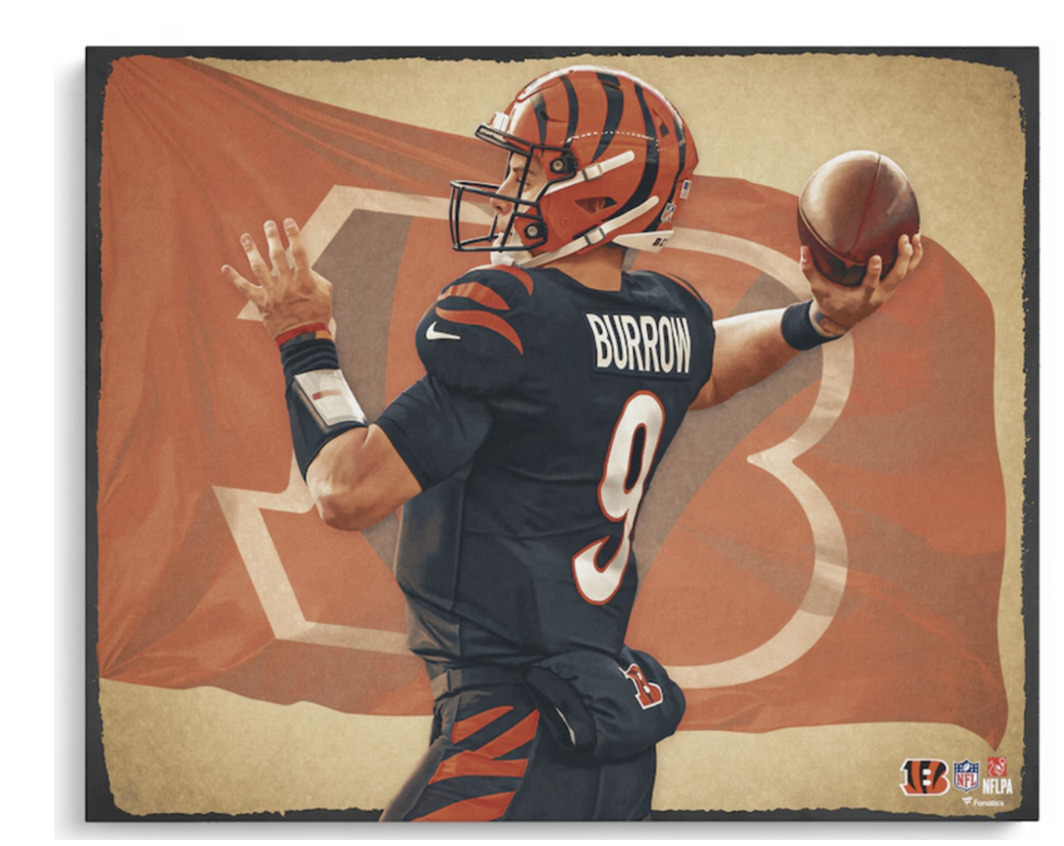 Joe Burrow Unsigned Artist Brian Konnick 16" x 20" Flag Photo Fanatics