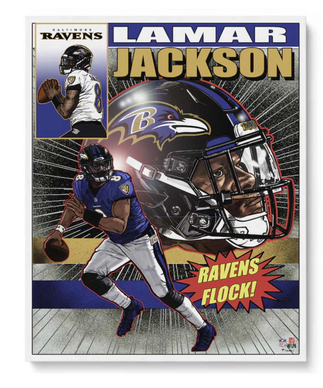 Lamar Jackson Ravens Unsigned 16" x 20" Artist Brian Kong Photo Print Fanatics