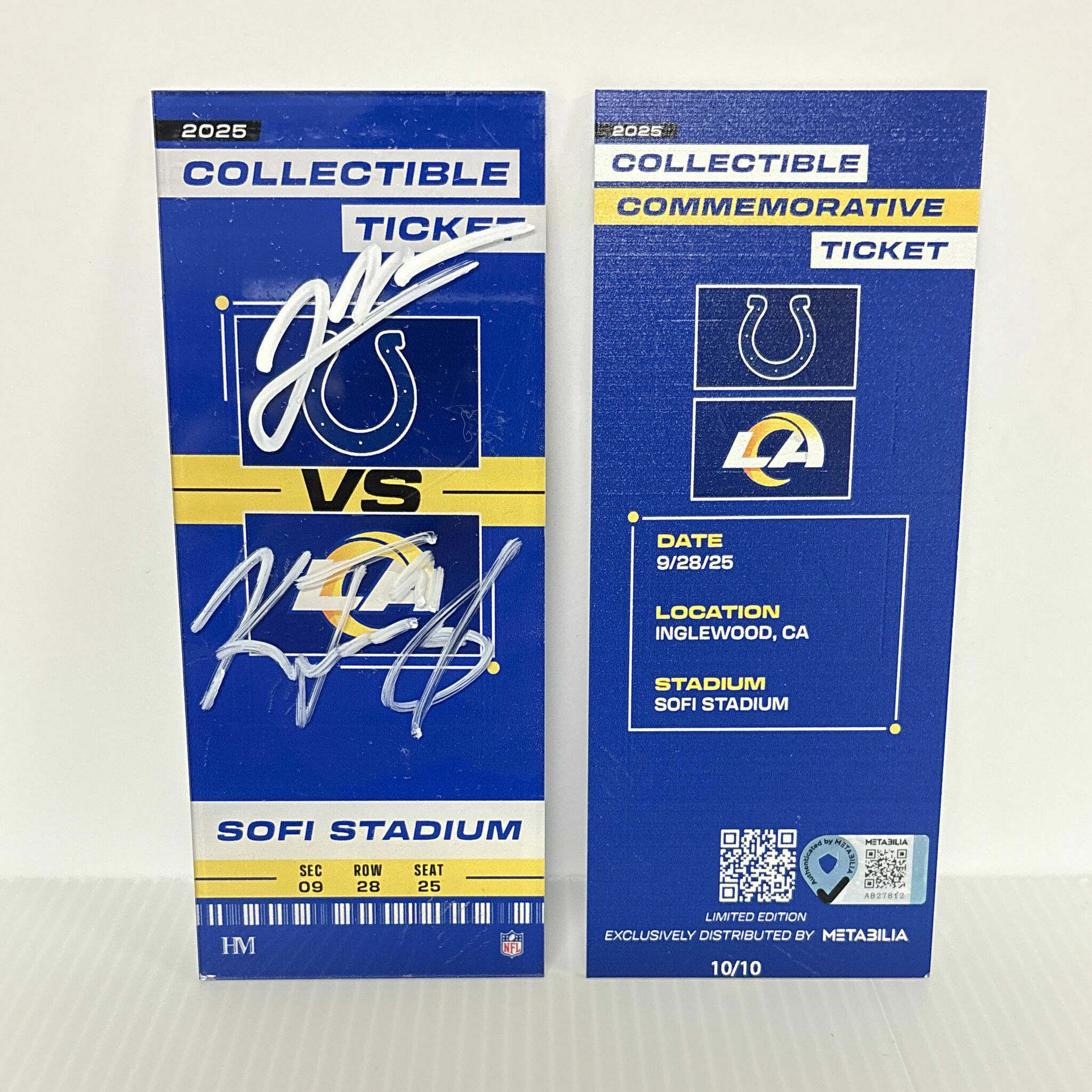 Verse & Turner Signed Commemorative Ticket - Wk4 vs Colts