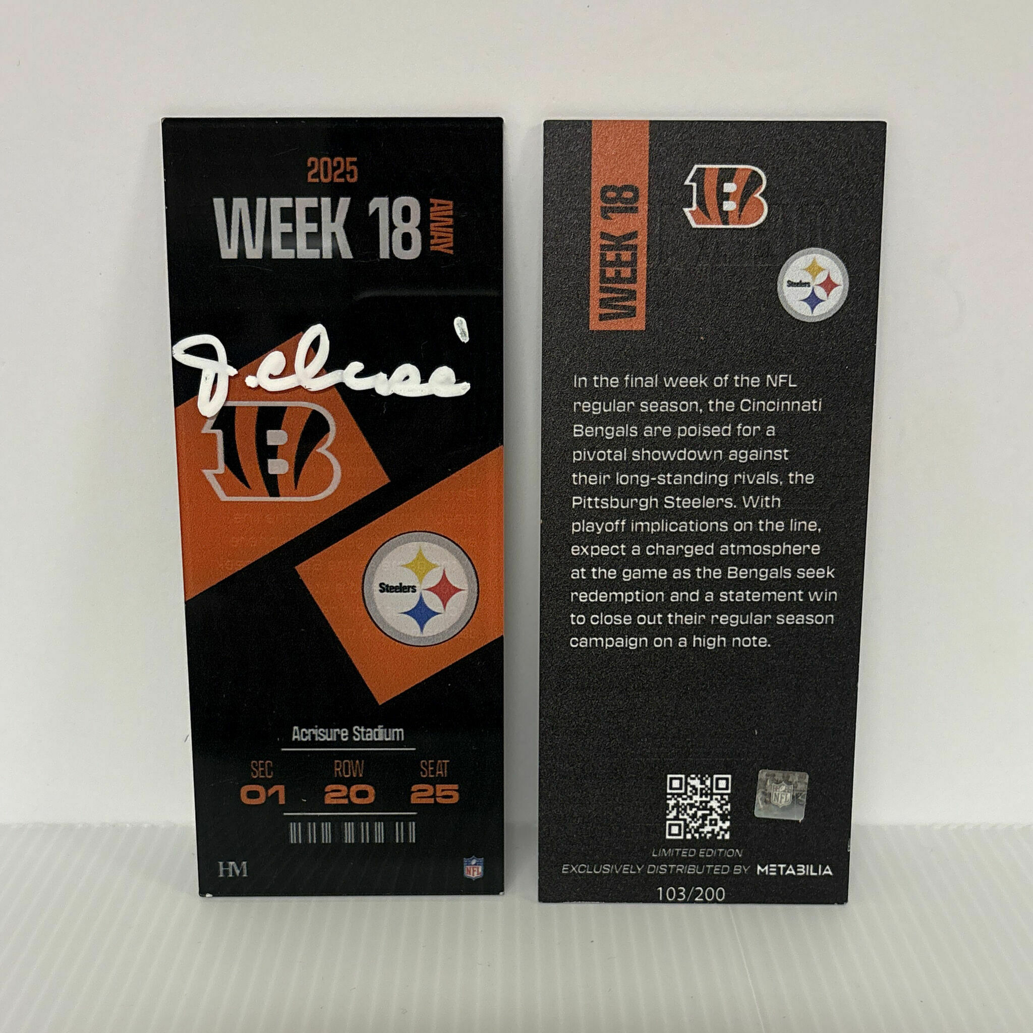 Ja'Marr Chase Signed Commemorative Ticket - Week 18