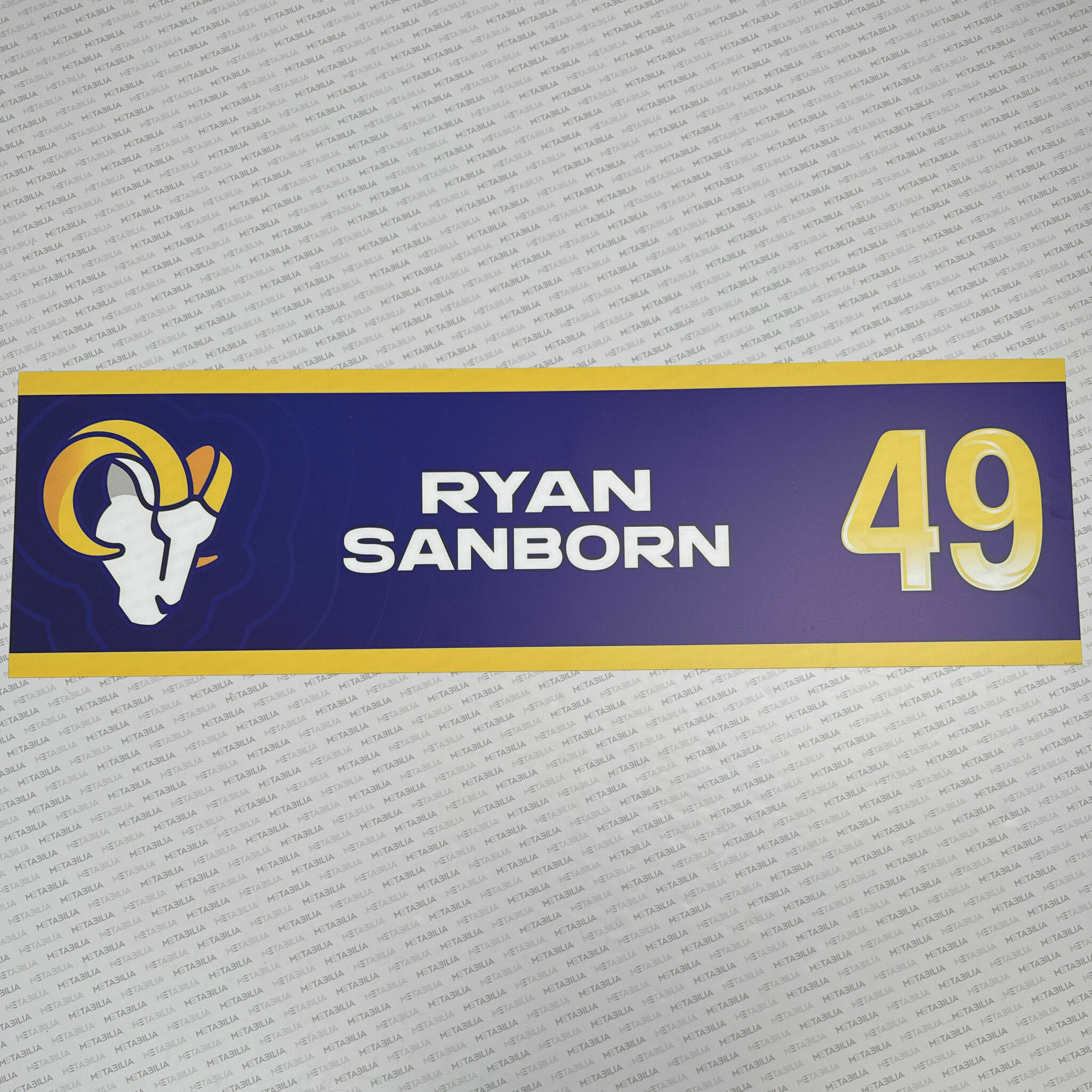 #49 Ryan Sanborn Team-Issued Locker Nameplate