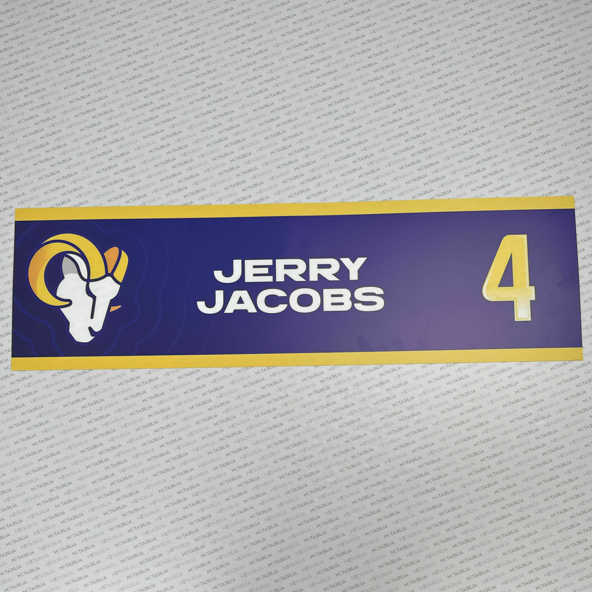 #4 Jerry Jacobs Team-Issued Locker Nameplate