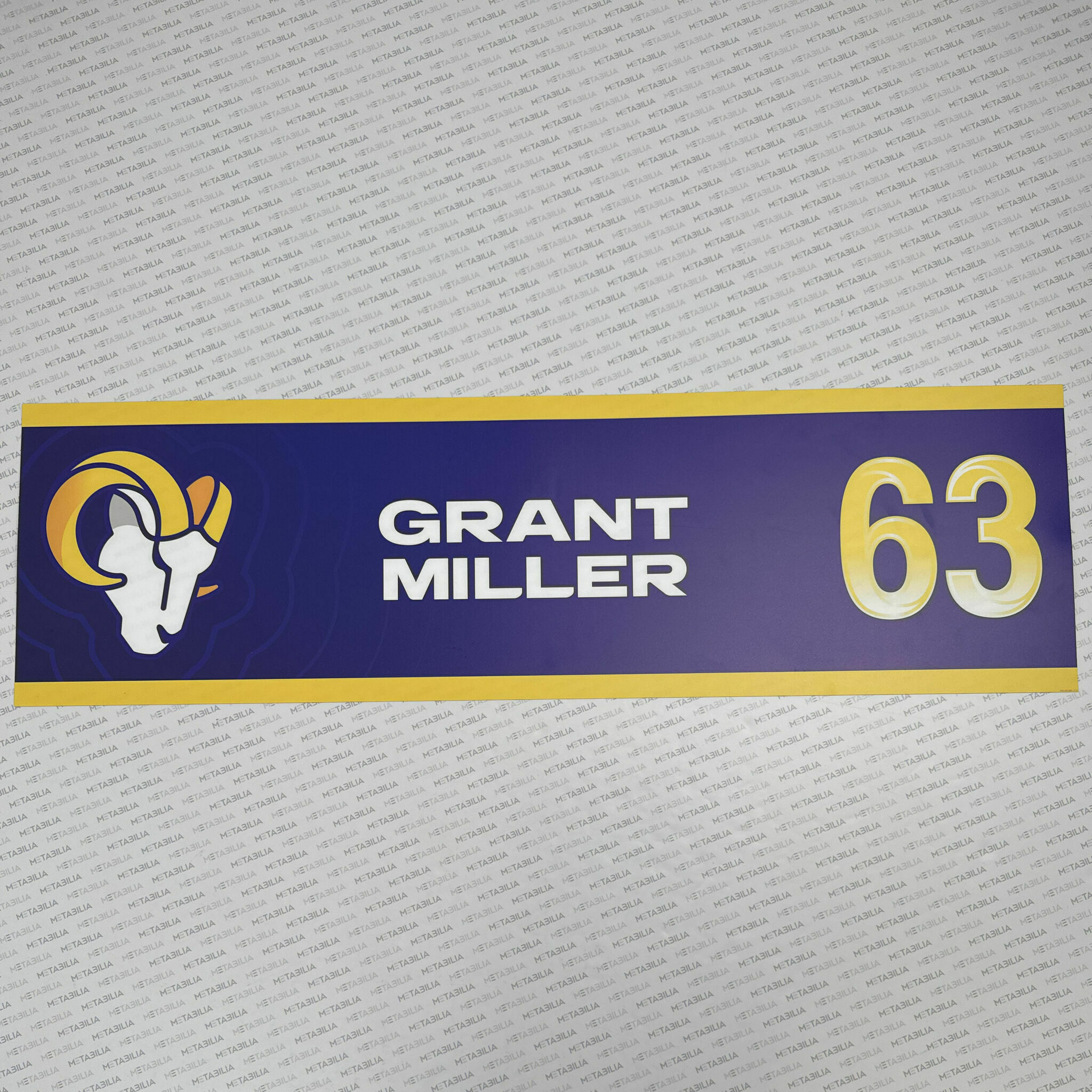#63 Grant Miller Team-Issued Locker Nameplate