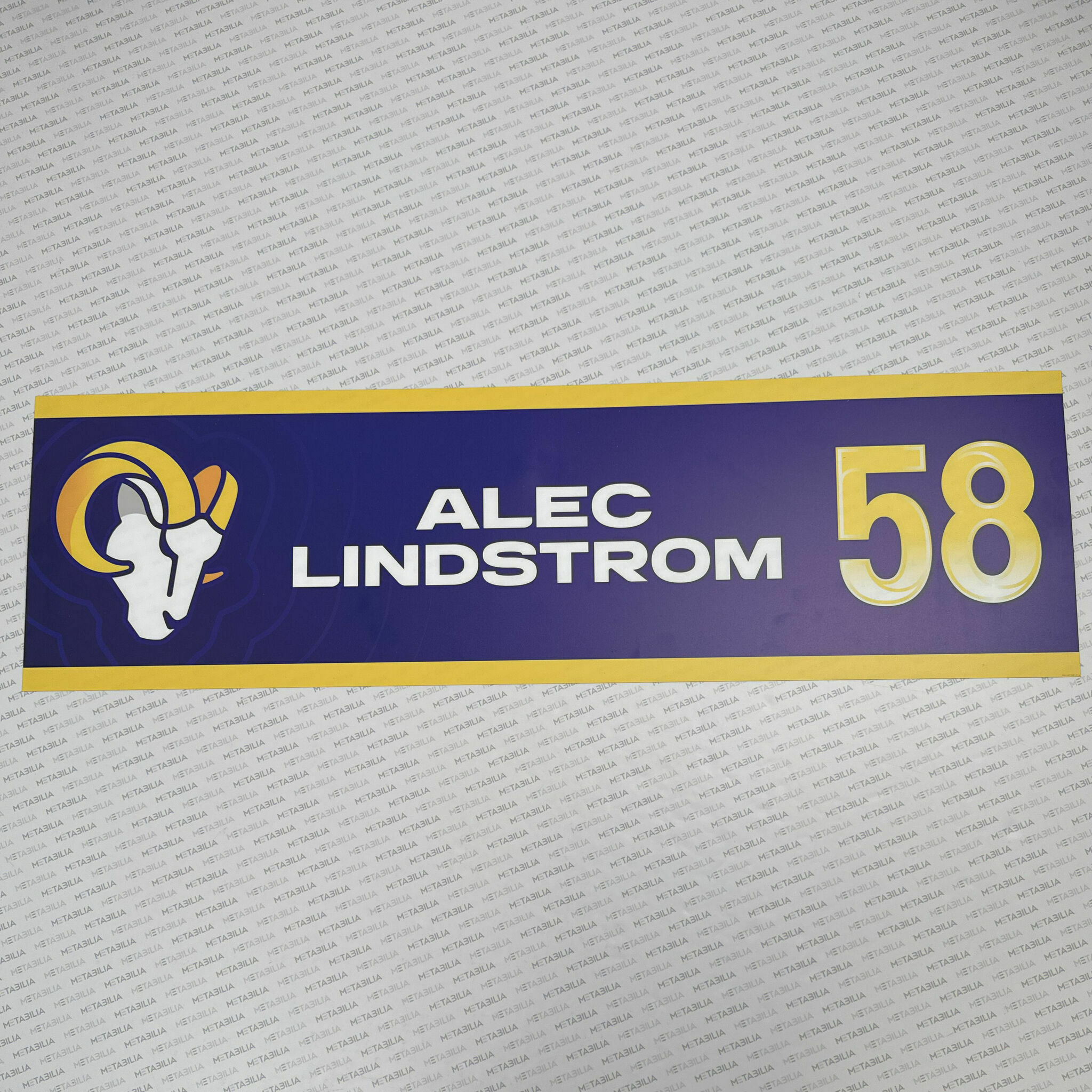 #58 Alec Lindstrom Team-Issued Locker Nameplate