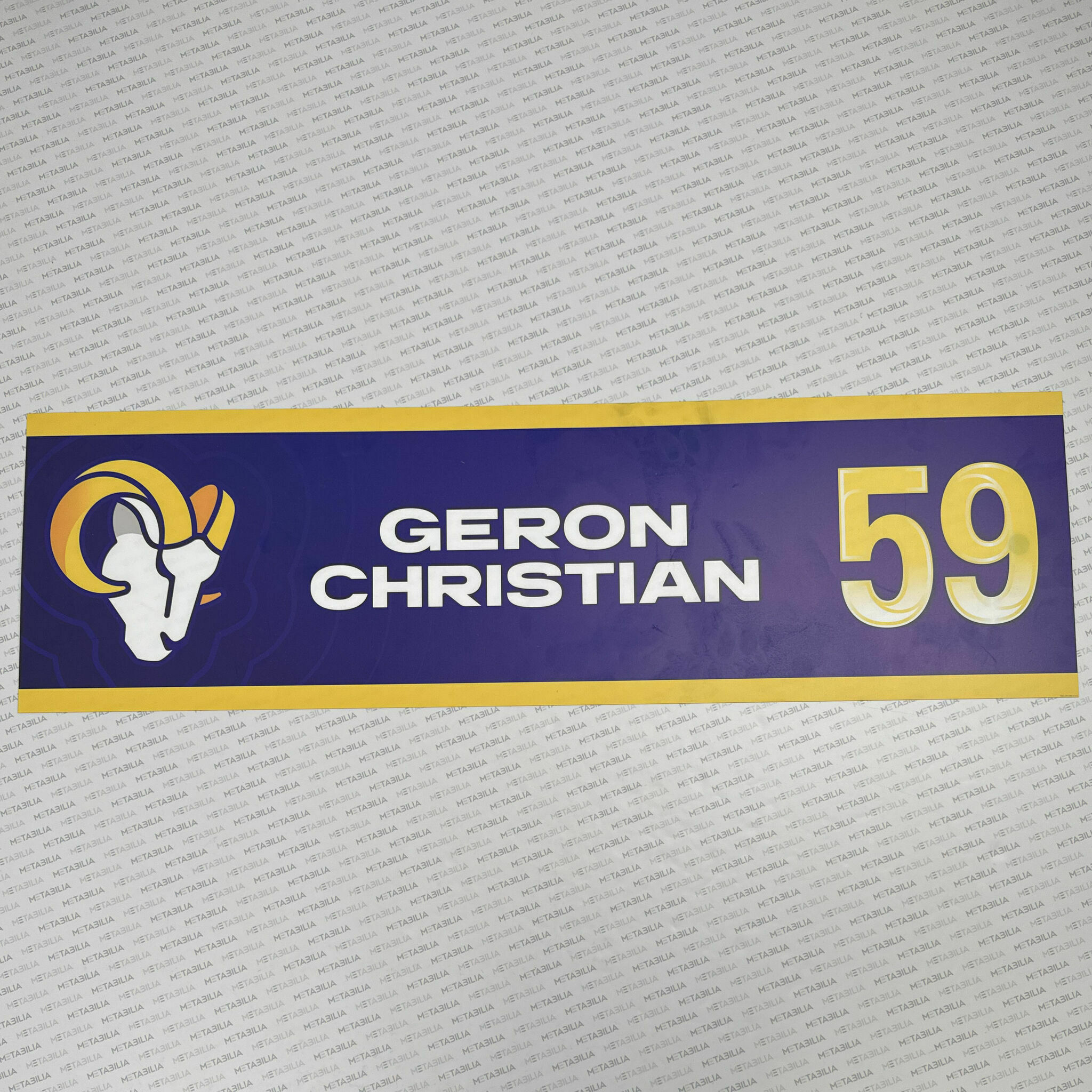 #59 Geron Christian Team-Issued Locker Nameplate