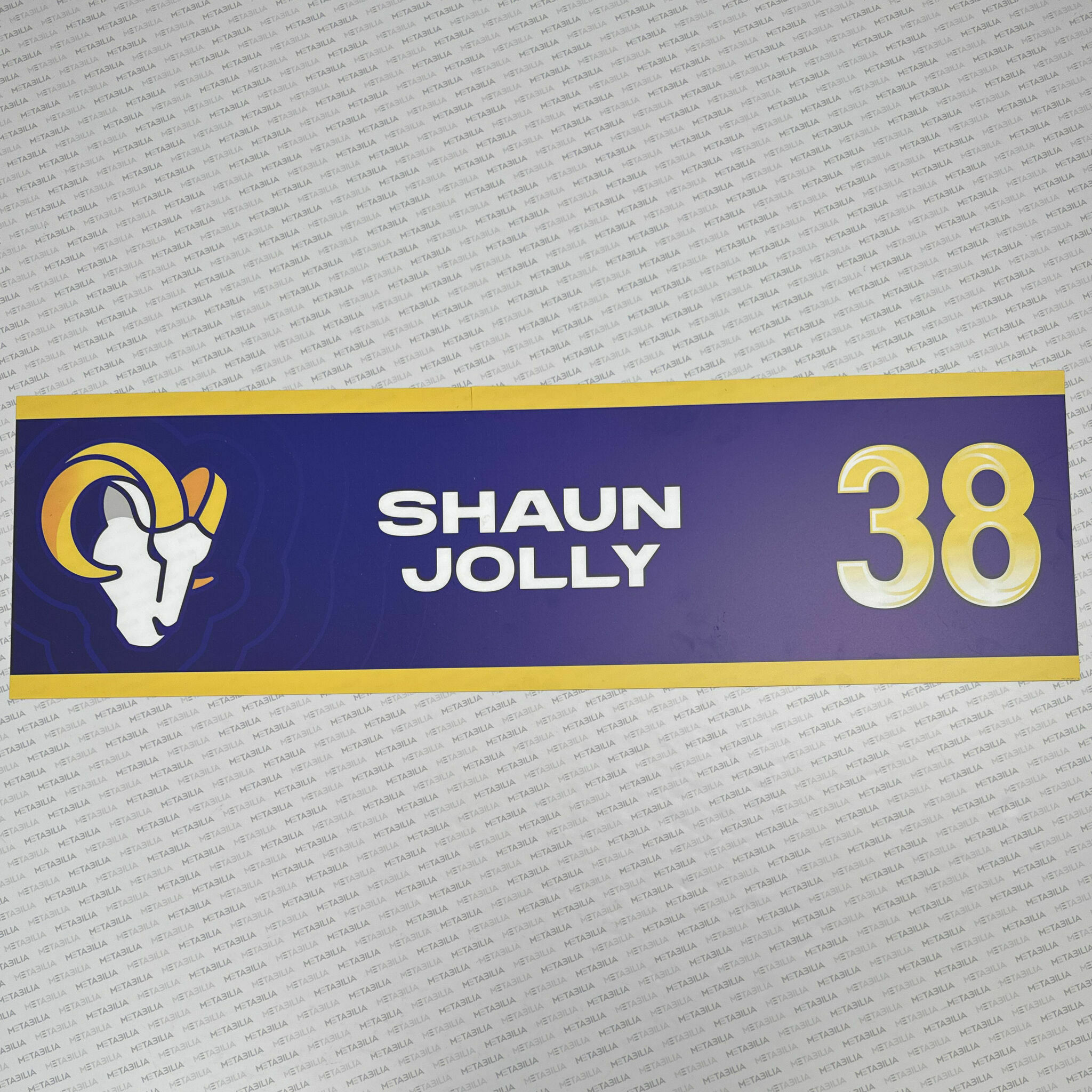 #38 Shaun Jolly Team-Issued Locker Nameplate