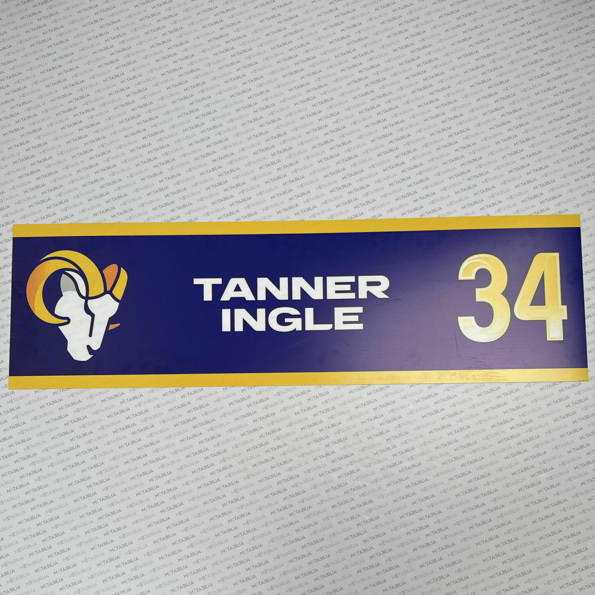 #34 Tanner Ingle Team-Issued Locker Nameplate