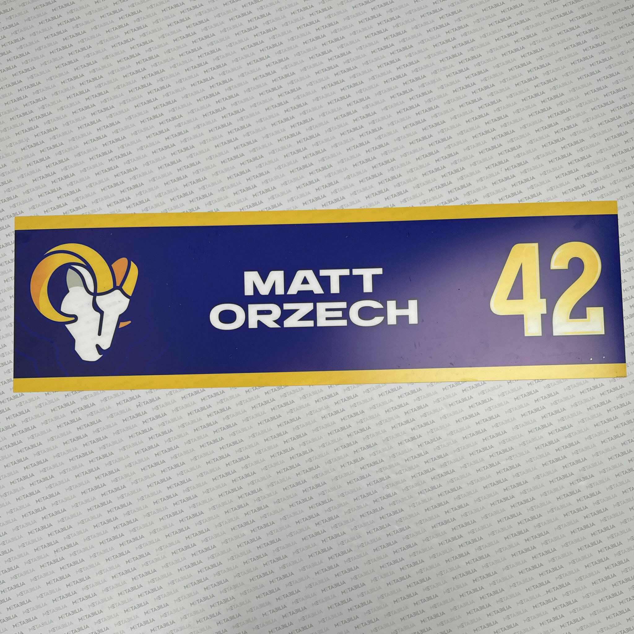 #42 Matthew Orzech Team-Issued Locker Nameplate