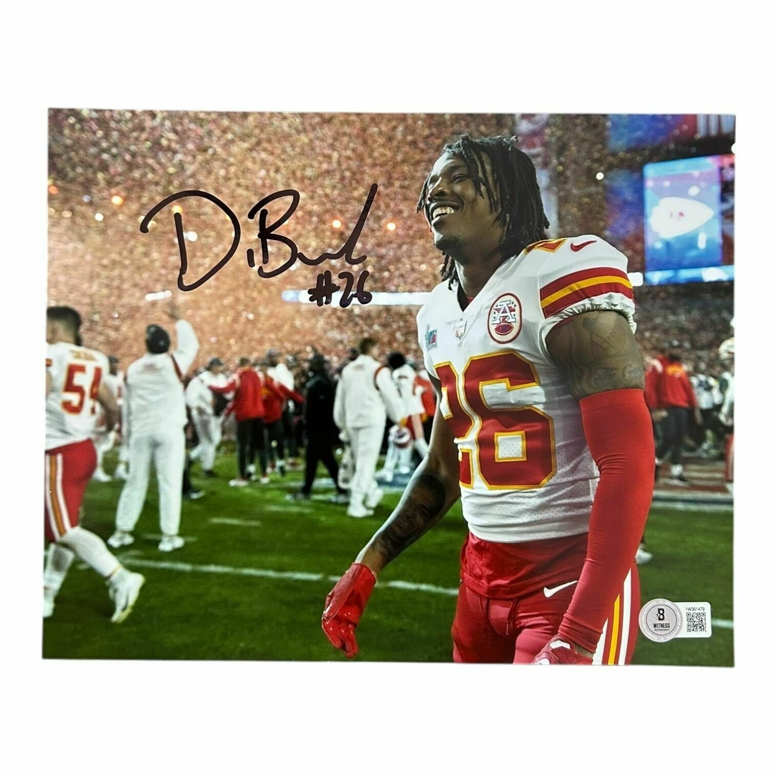 Deon Bush Autographed 8x10 Photo SBLVII Confetti Celebration - Beckett Authentic