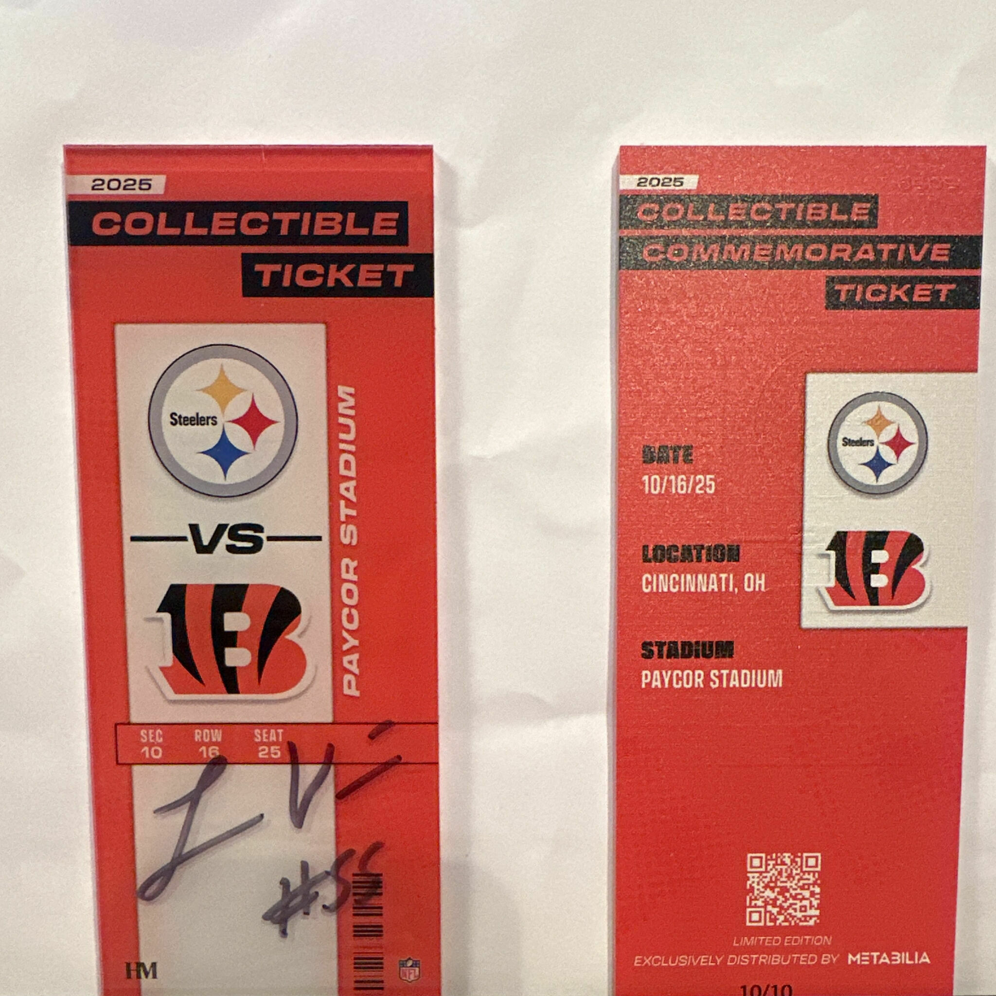 Logan Wilson Signed Commemorative Ticket - Wk7 vs Steelers