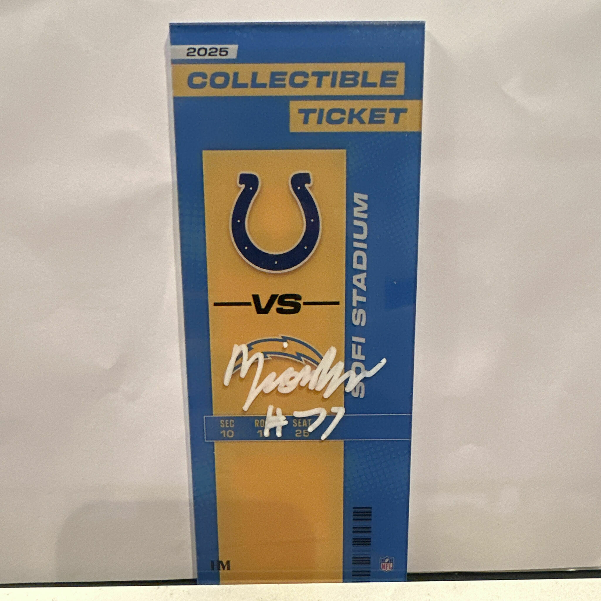 1/1 Zion Johnson Signed Commemorative Ticket - Wk7 vs Colts
