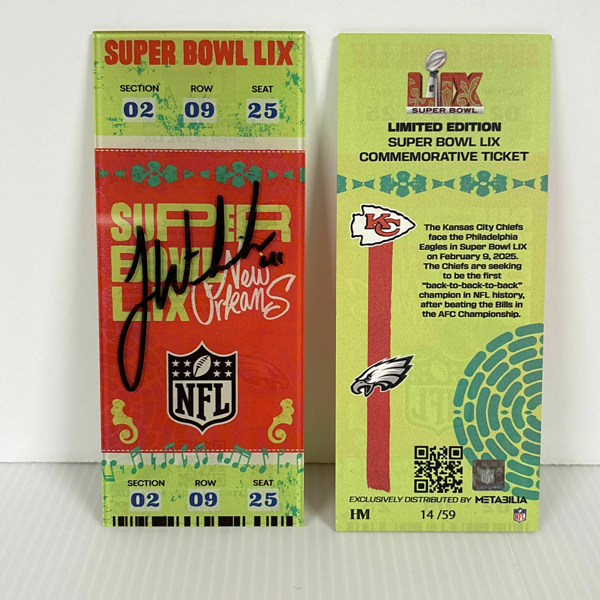 James Winchester Signed Super Bowl LIX Commemorative Ticket