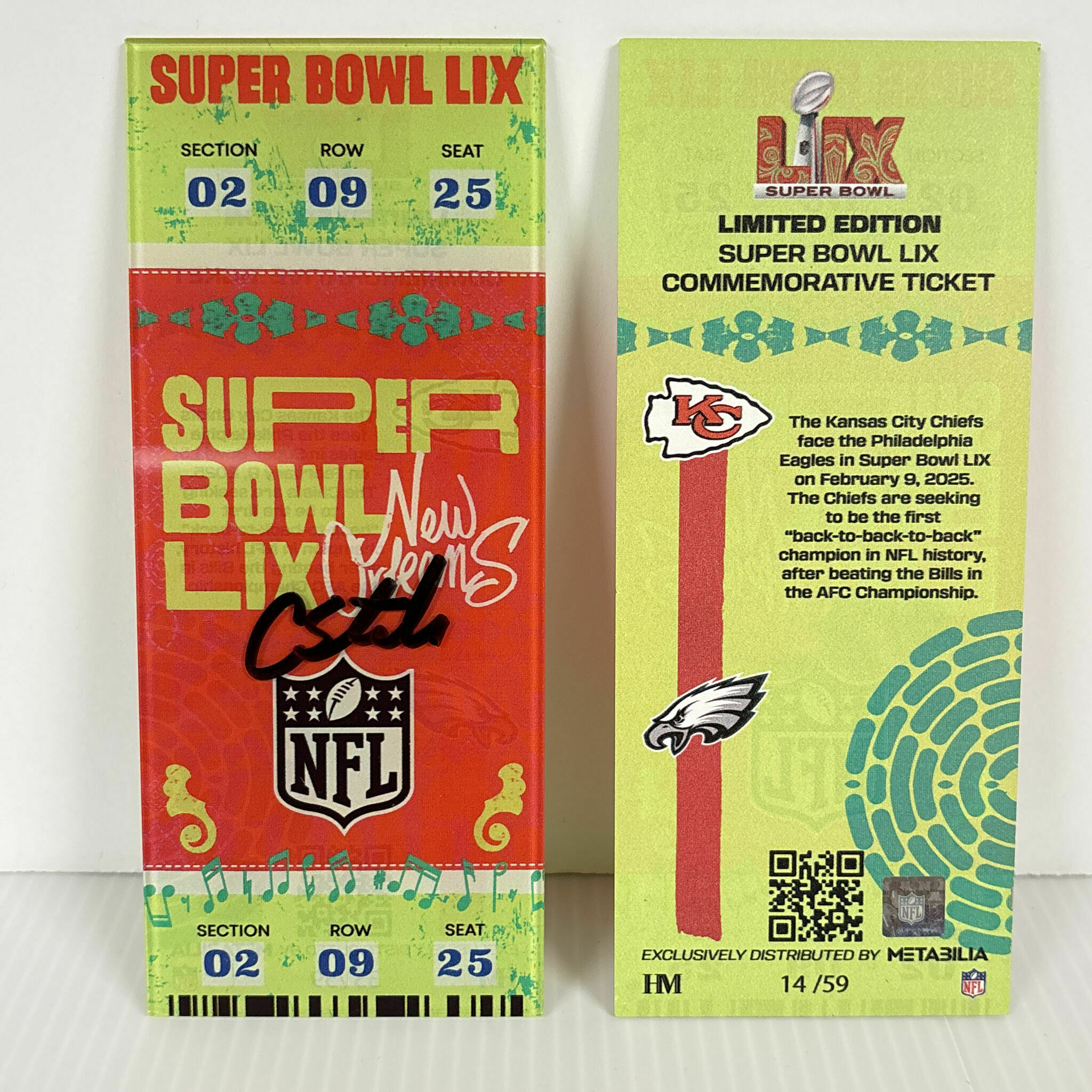Carson Steele Signed Super Bowl LIX Commemorative Ticket
