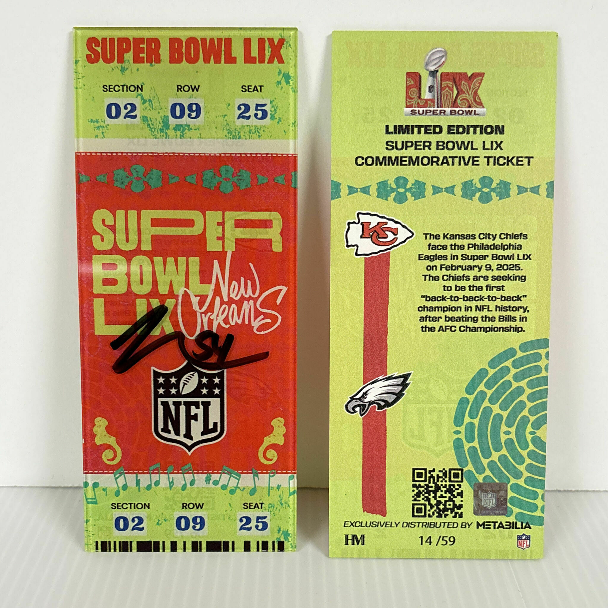 Leo Chenal Signed Super Bowl LIX Commemorative Ticket