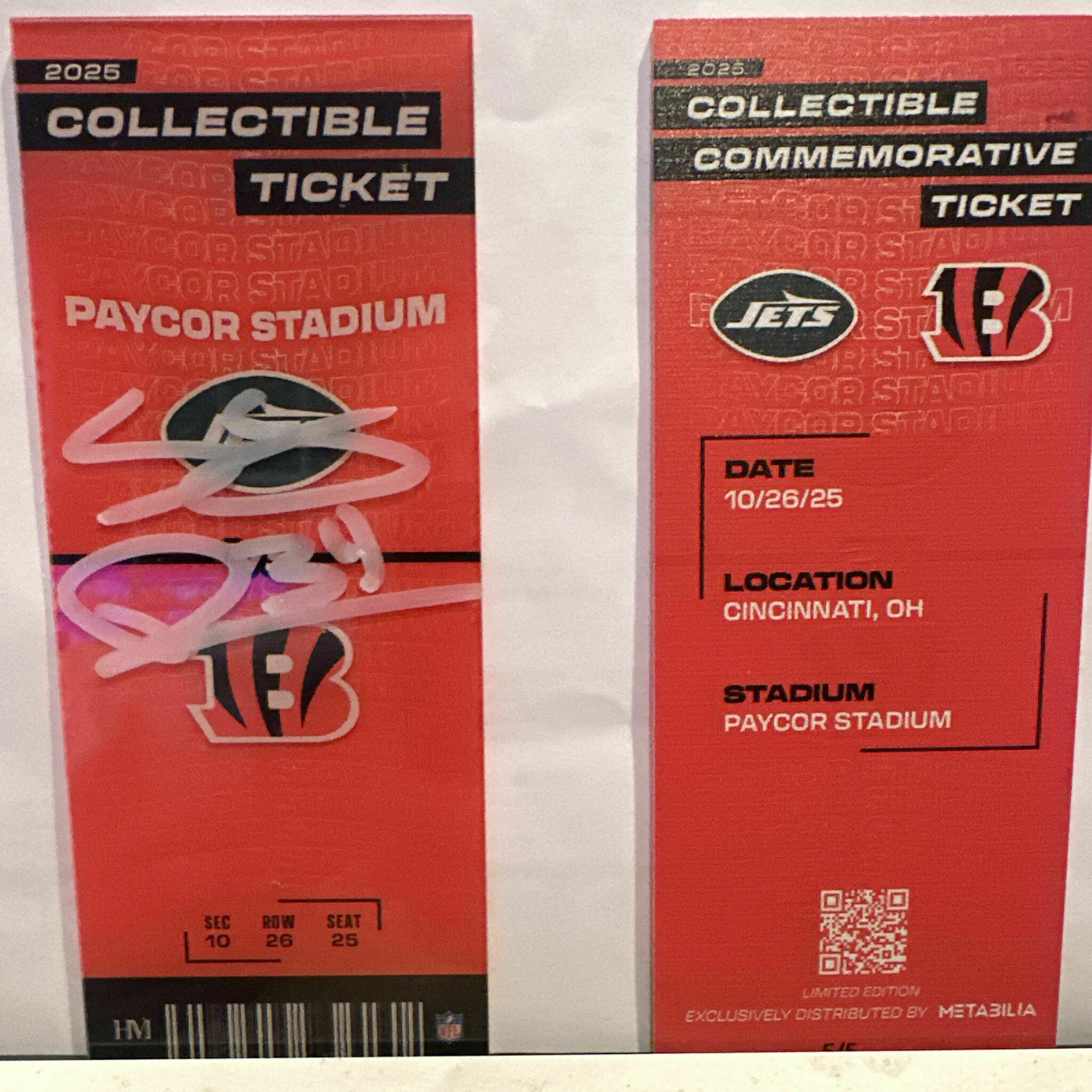 Samaje Perine Signed Commemorative Ticket - Wk8 vs Jets