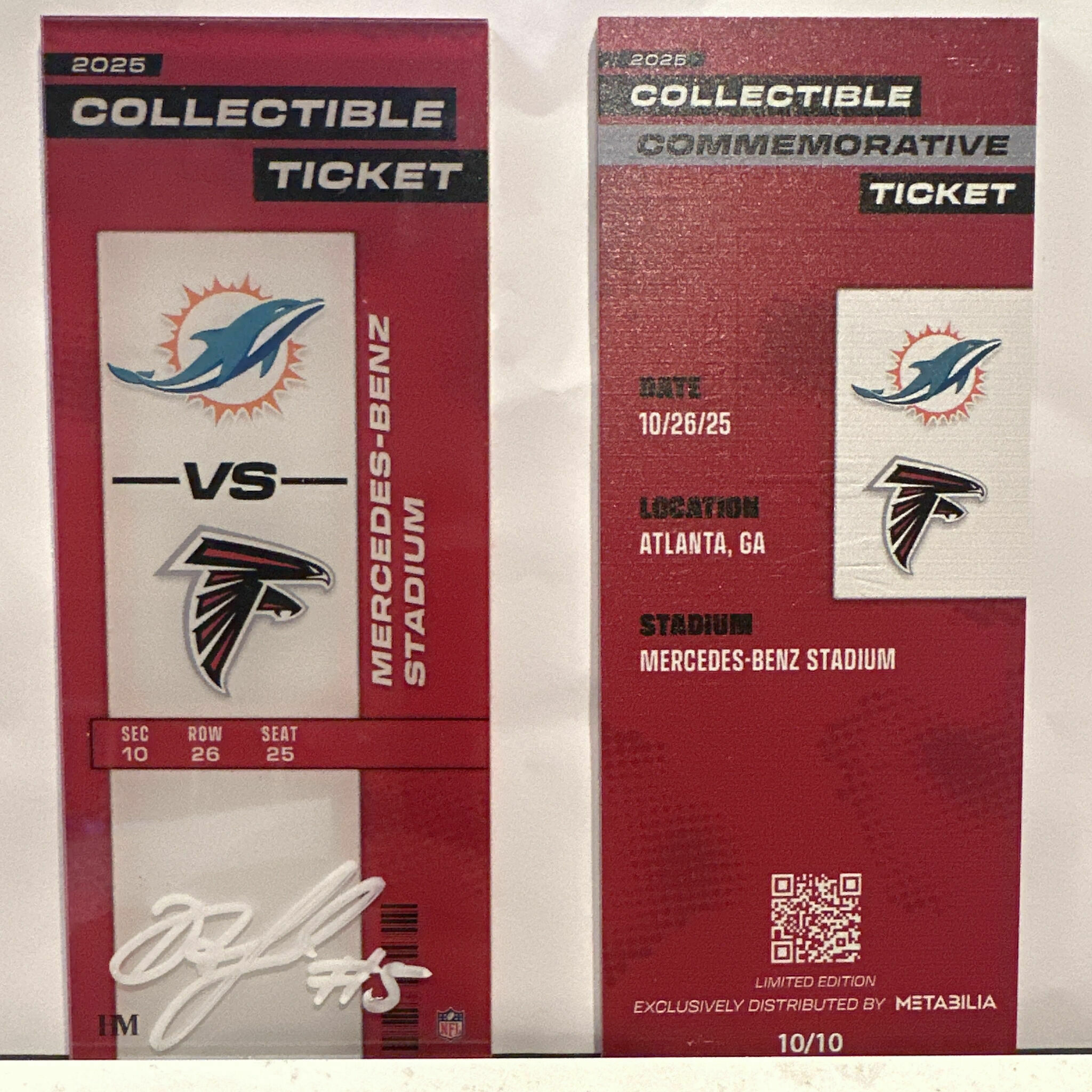 Drake London Signed Commemorative Ticket - Wk8 vs Dolphins