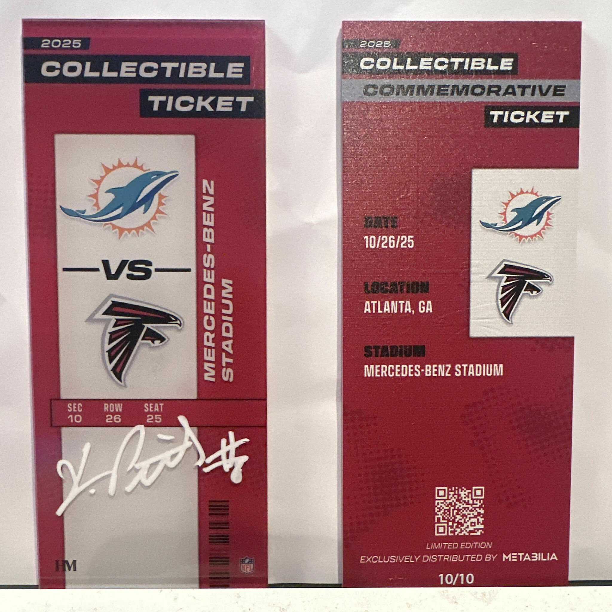 Kyle Pitts Signed Commemorative Ticket - Wk8 vs Dolphins