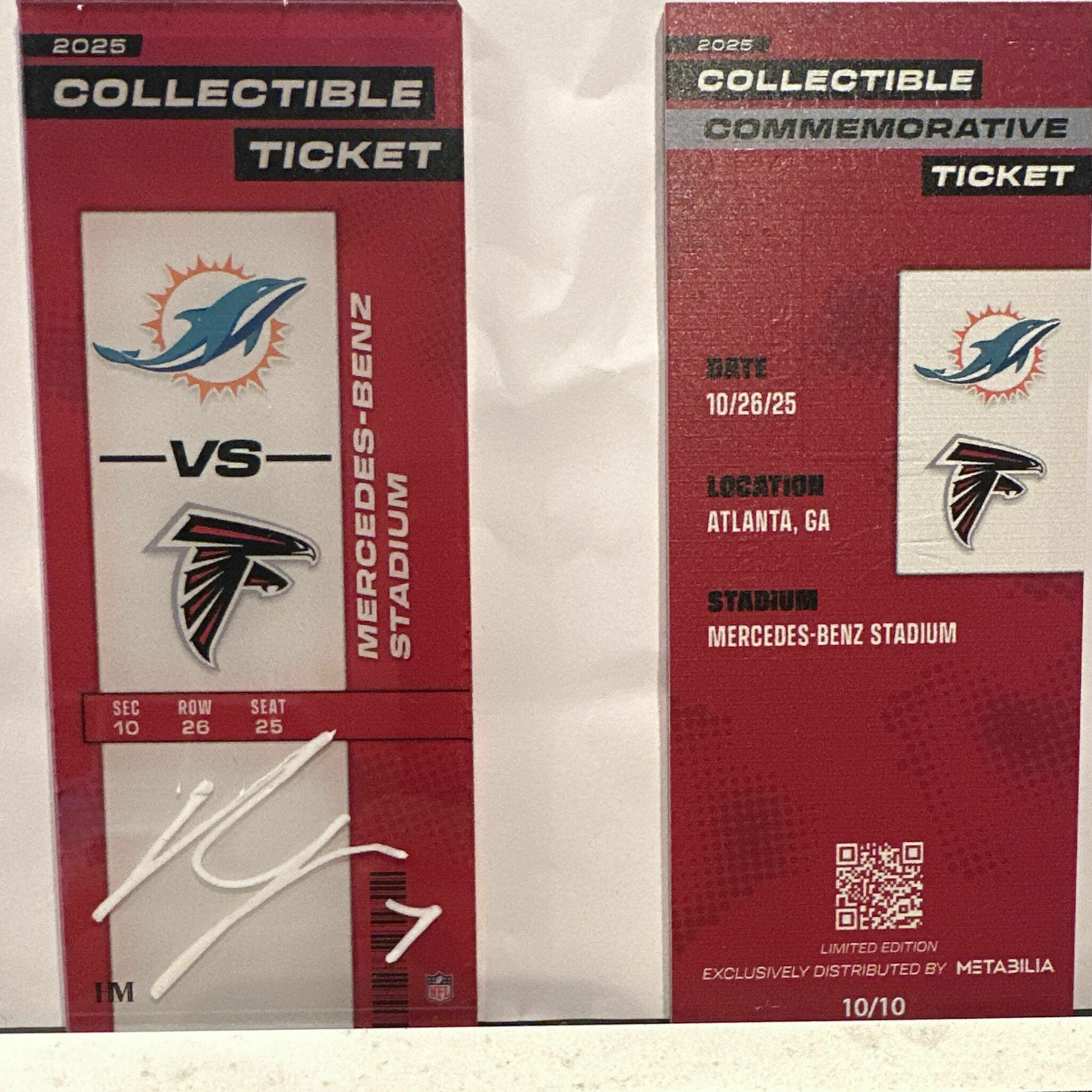 Bijan Robinson Signed Commemorative Ticket - Wk8 vs Dolphins