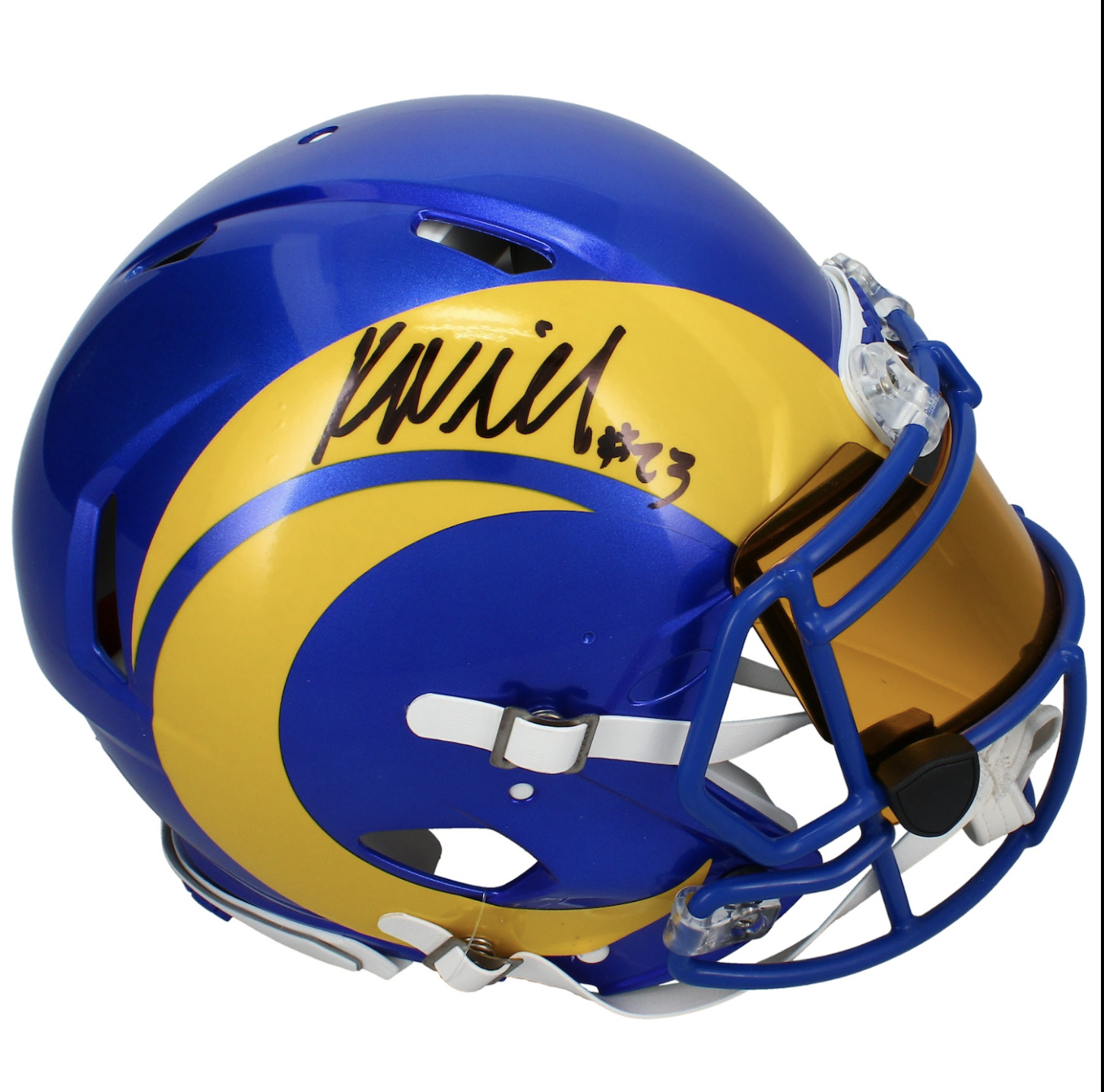 Kyren Williams Autographed Los Angeles Rams Speed Authentic Helmet with Gold Visor & 3D Bumpers