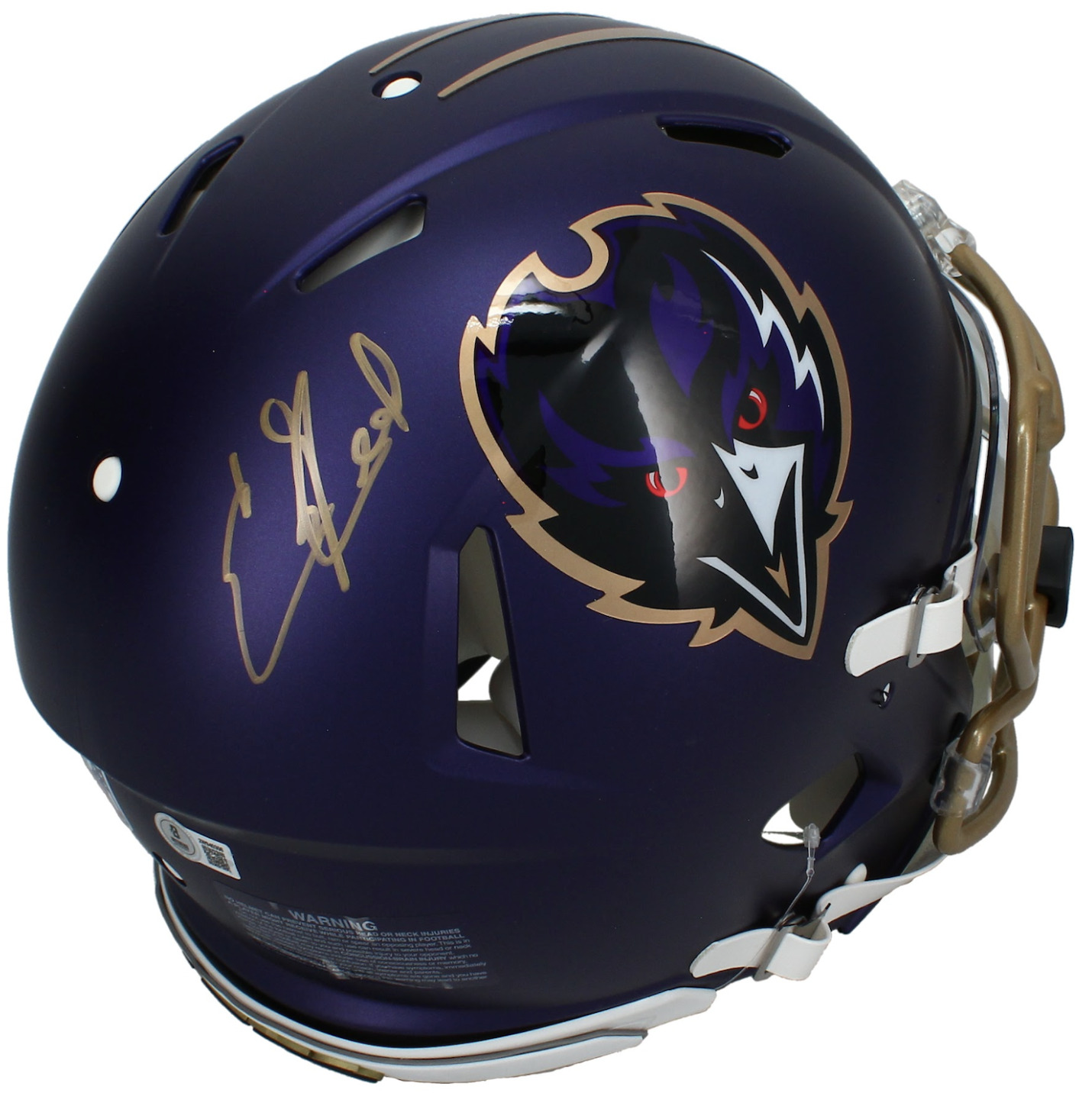 Ed Reed Autographed Baltimore Ravens Purple 2024 Alternate Speed Authentic Helmet with Visor & 3D Bumpers