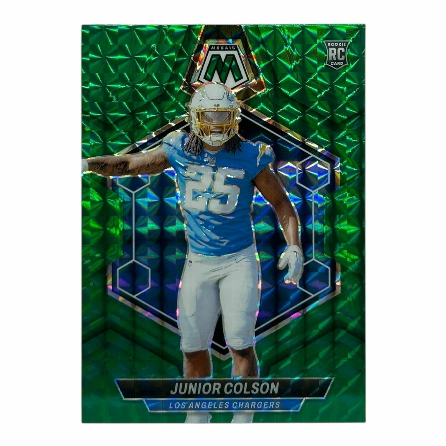 Junior Colson 2024 Panini Mosaic Football Green Mosaic Prizm Rookie Trading Card
