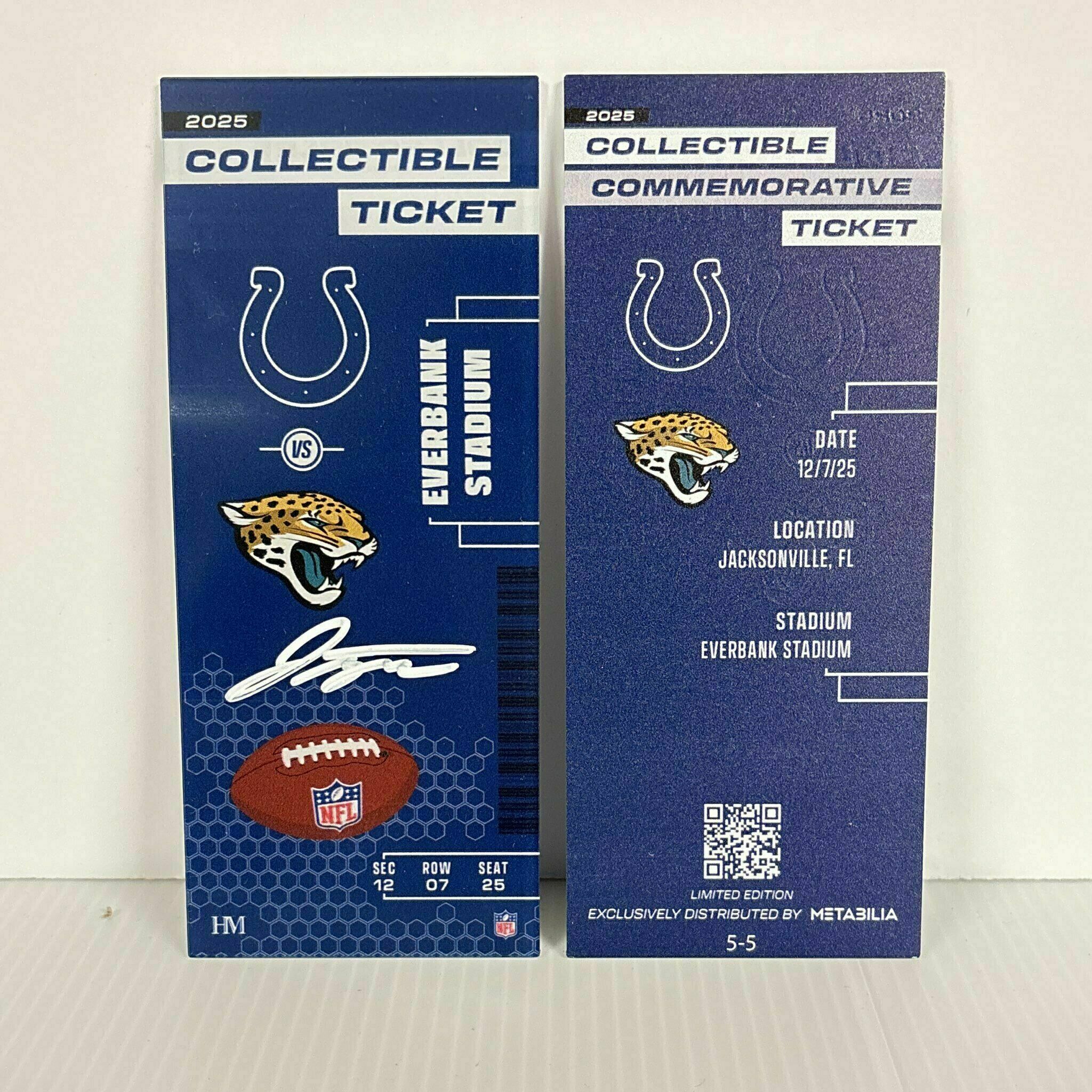 Jonathan Taylor Signed Commemorative Ticket - Wk14 vs Jaguars