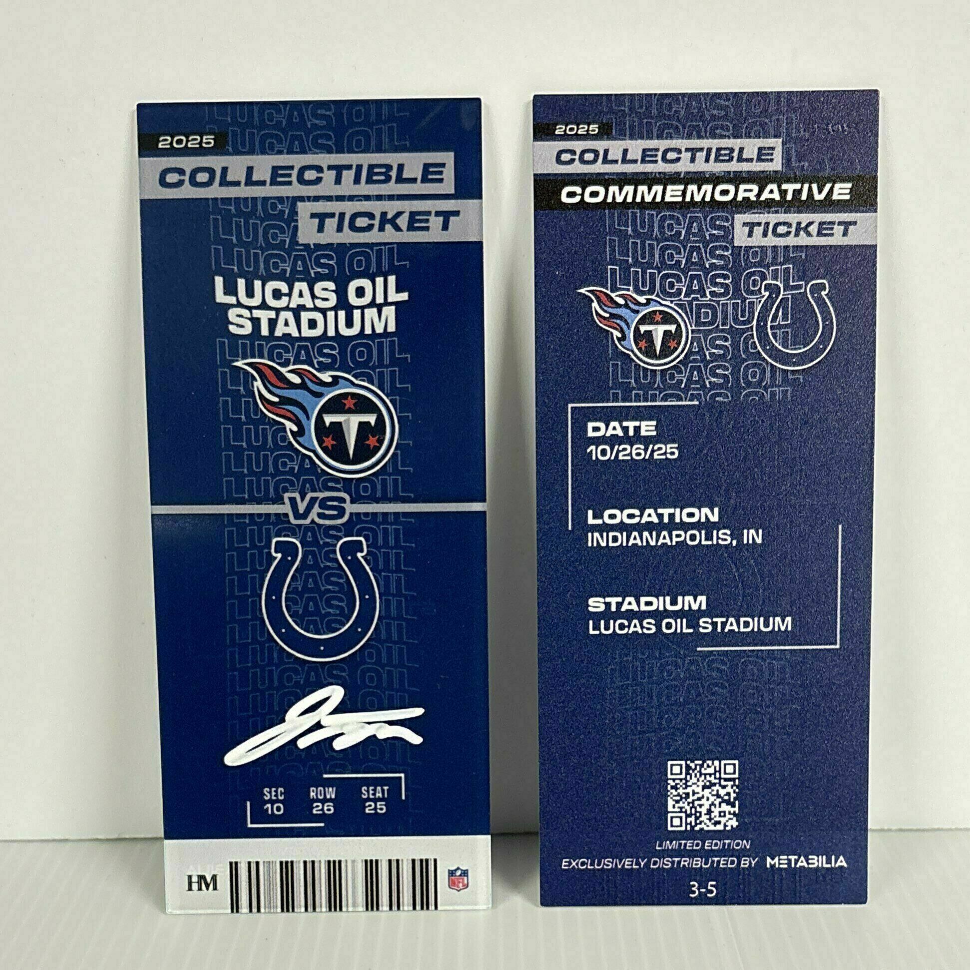 Jonathan Taylor Signed Commemorative Ticket - Wk8 vs Titans