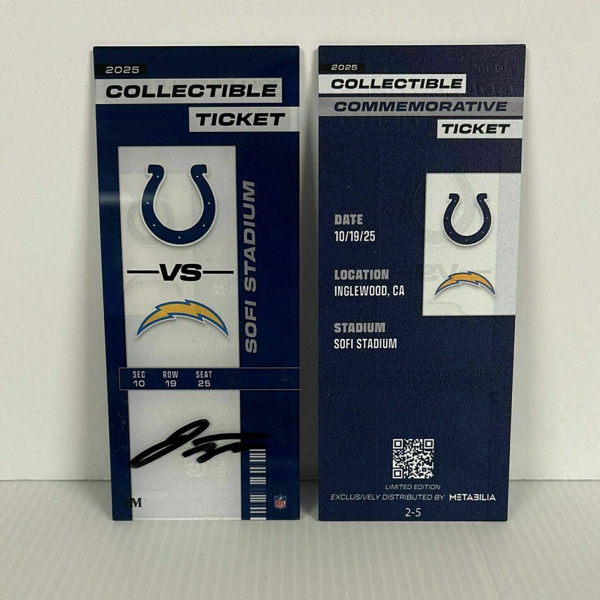 Jonathan Taylor Signed Commemorative Ticket - Wk7 vs Chargers