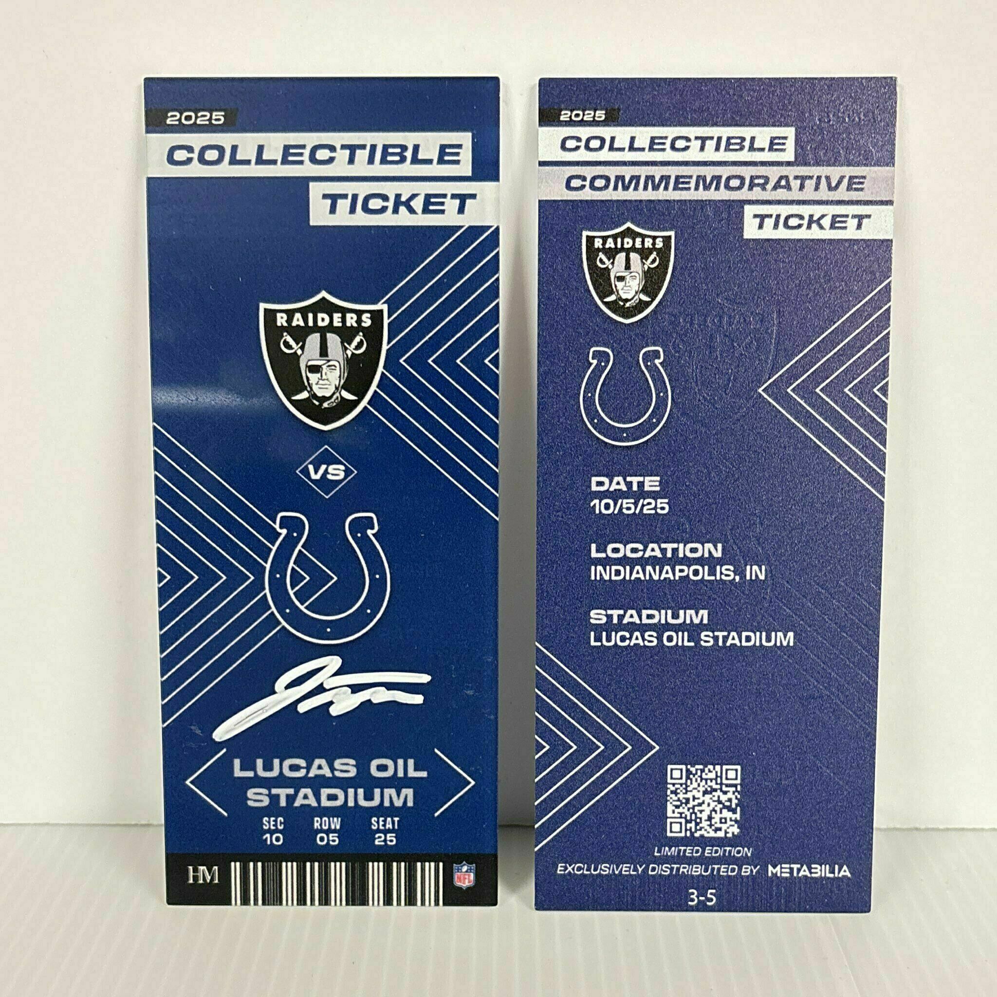 Jonathan Taylor Signed Commemorative Ticket - Wk5 vs Raiders