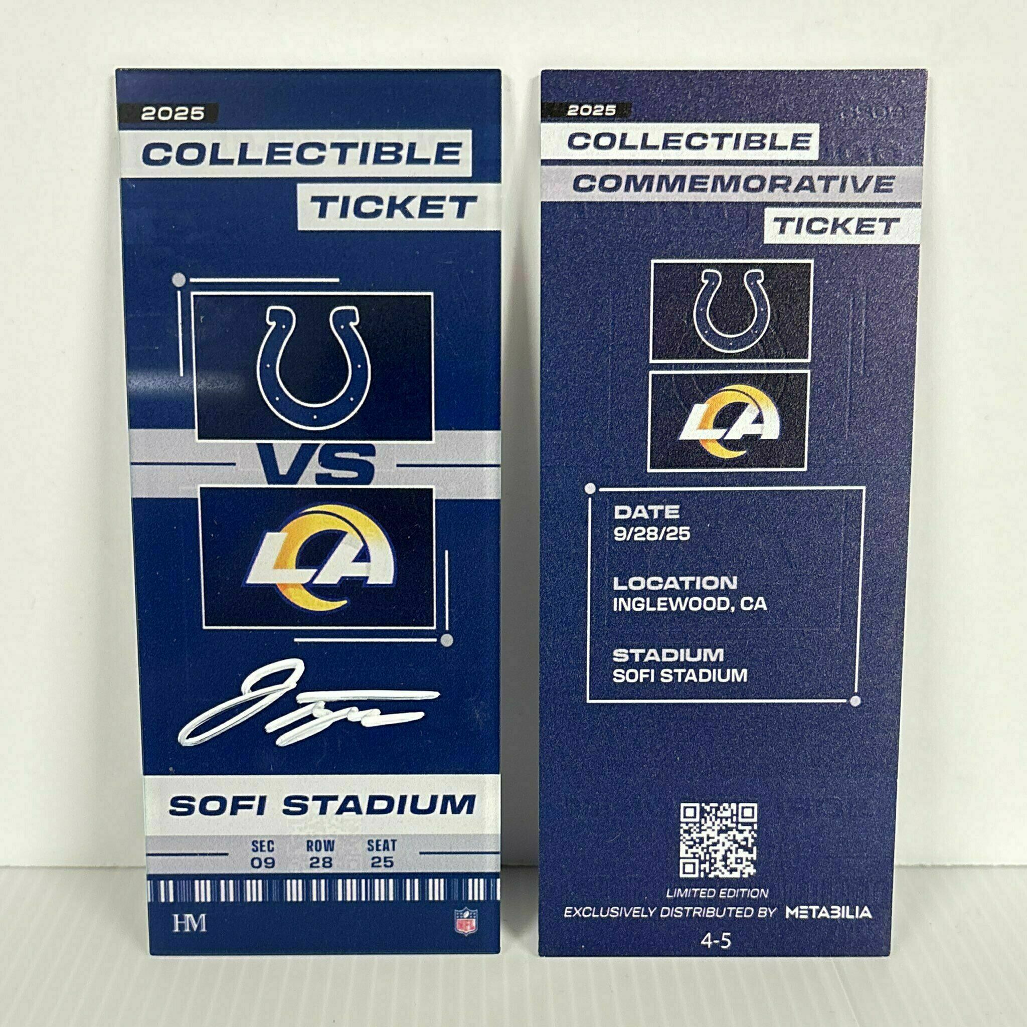 Jonathan Taylor Signed Commemorative Ticket - Wk4 vs Rams
