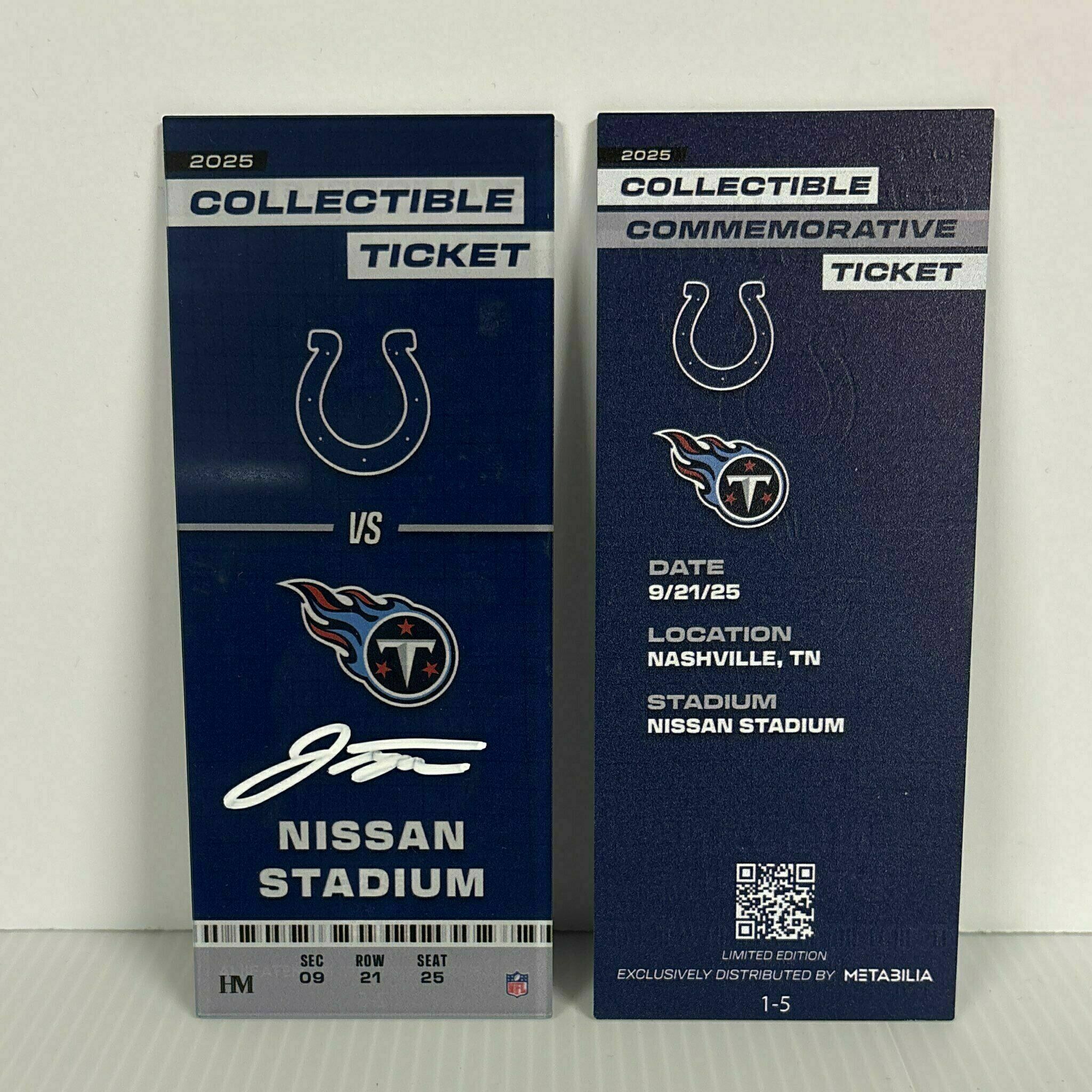 Jonathan Taylor Signed Commemorative Ticket - Wk3 vs Titans