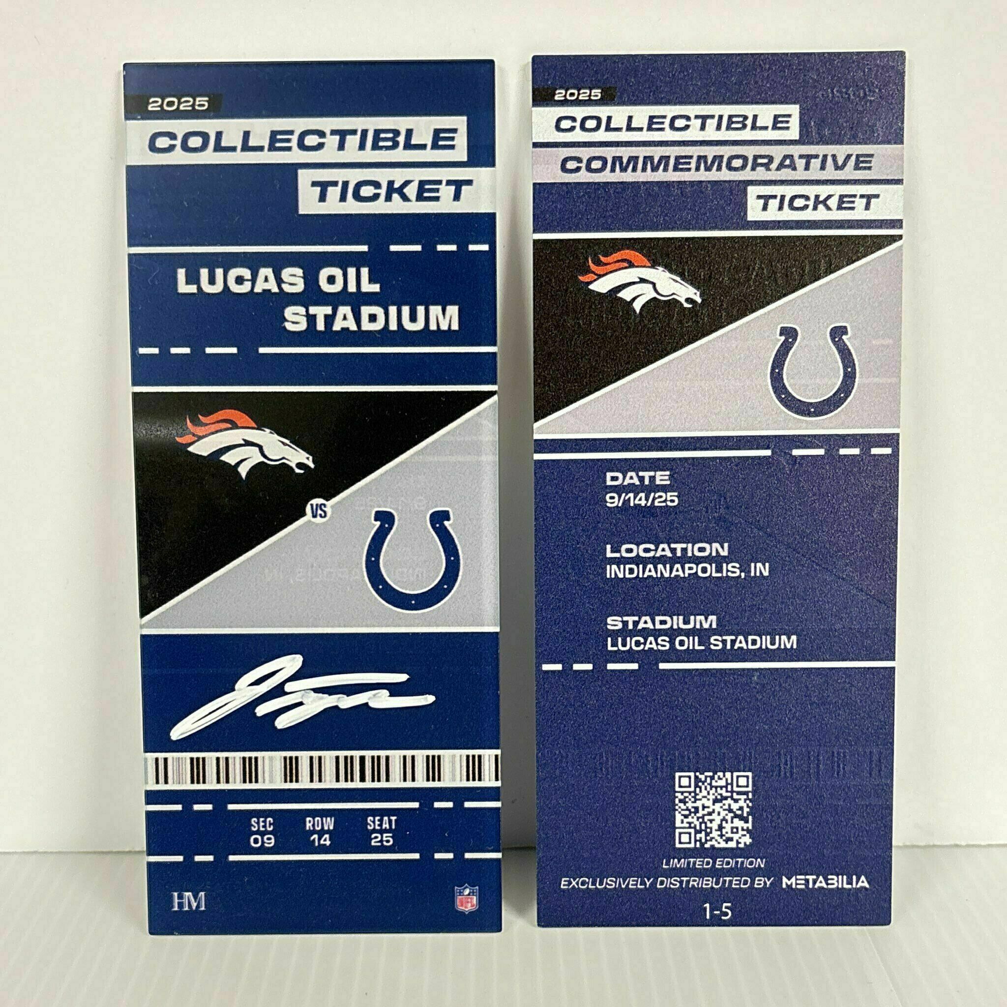 Jonathan Taylor Signed Commemorative Ticket - Wk2 vs Broncos