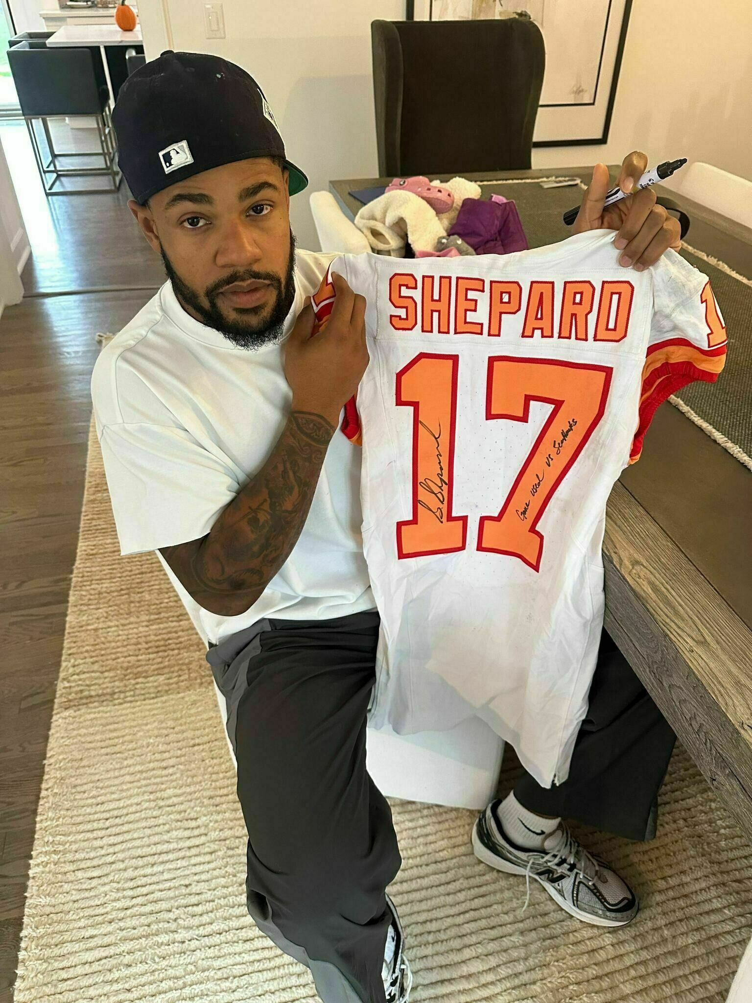 #17 Shepard Signed & Inscribed 1976 Throwback Game-Worn Jersey vs Seahawks