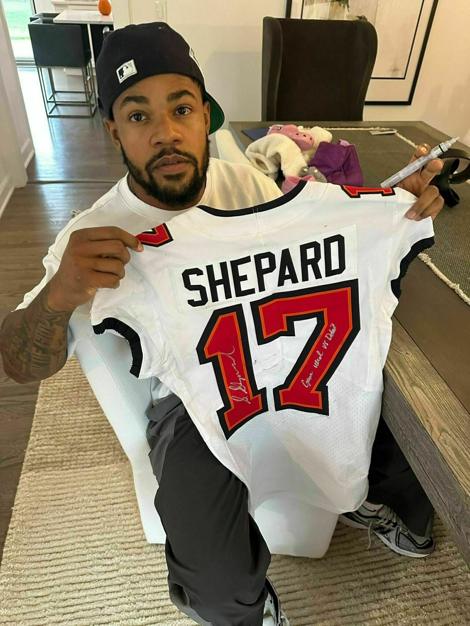 #17 Shepard Signed & Inscribed Game-Worn Jersey vs Lions