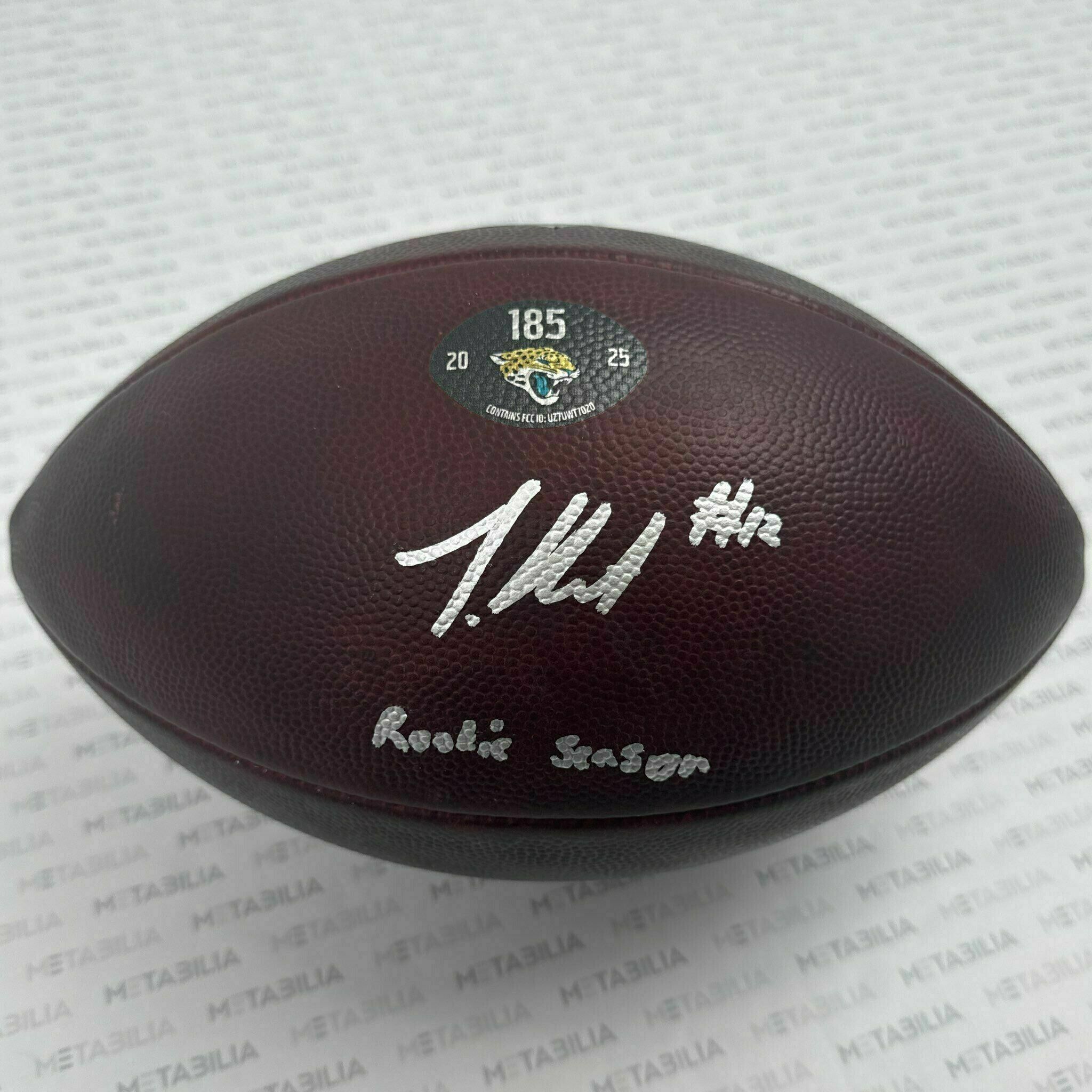 #12 Travis Hunter Signed & Inscribed Game-Used Ball #185 vs. Texans