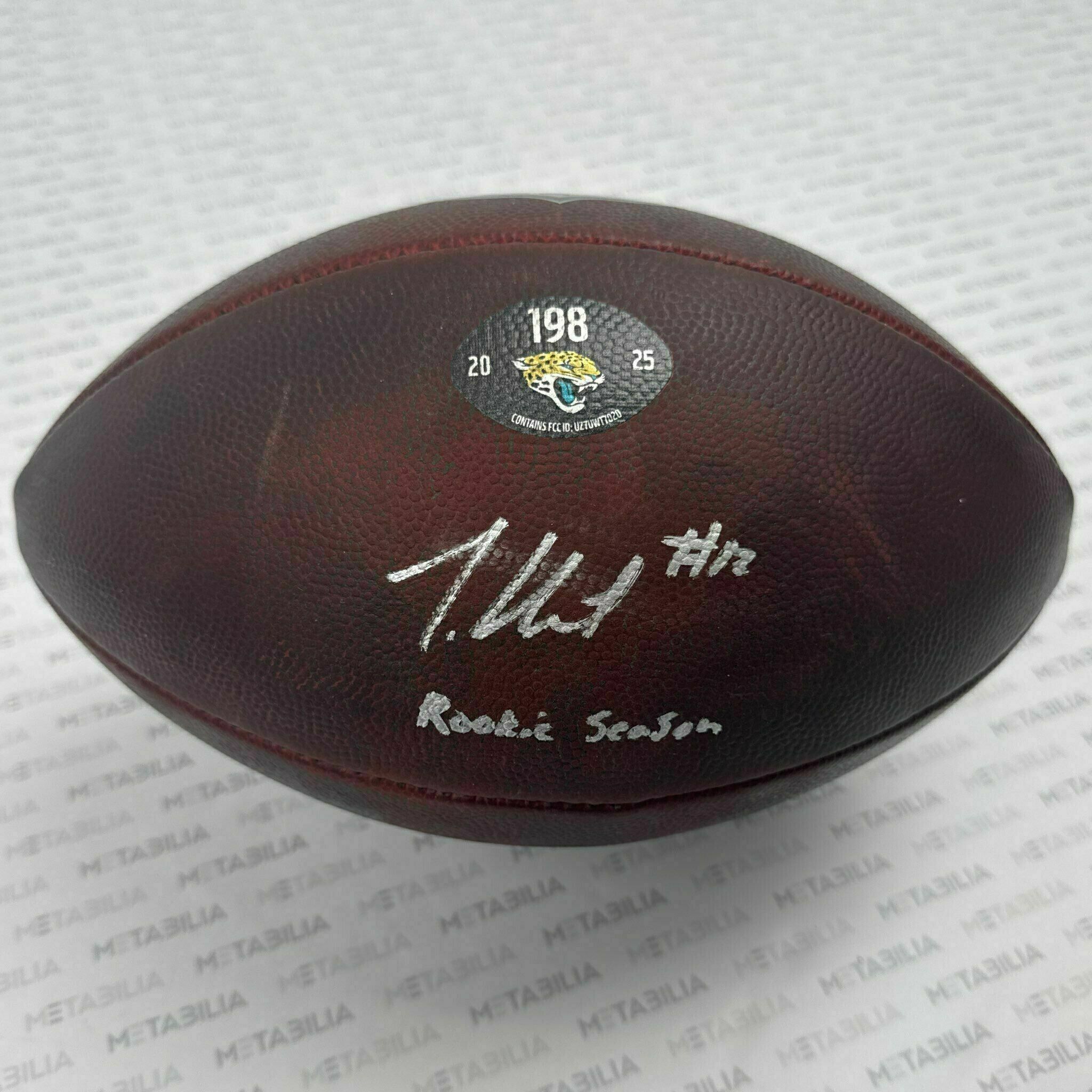 #12 Travis Hunter Signed & Inscribed Game-Used Ball #198 vs Panthers