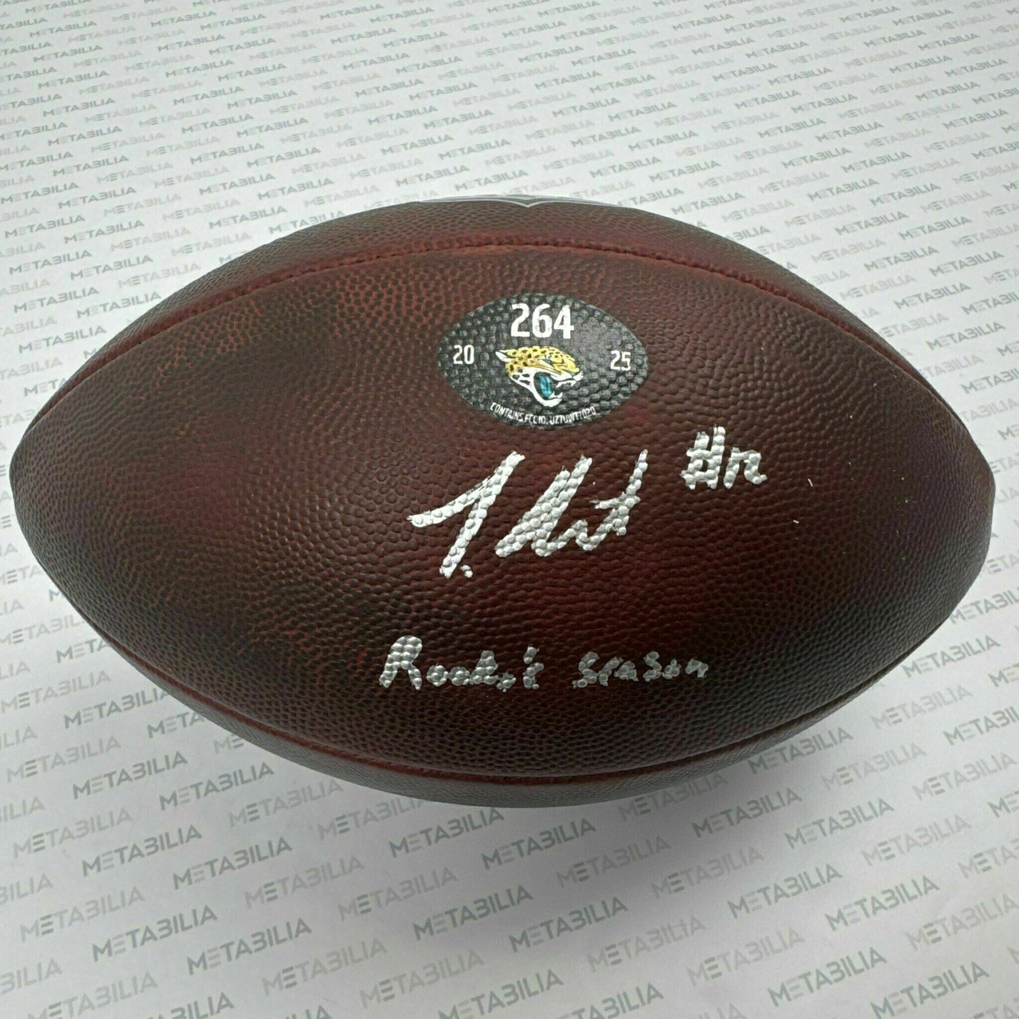 #12 Travis Hunter Signed & Inscribed Game-Used Ball #264 vs Panthers